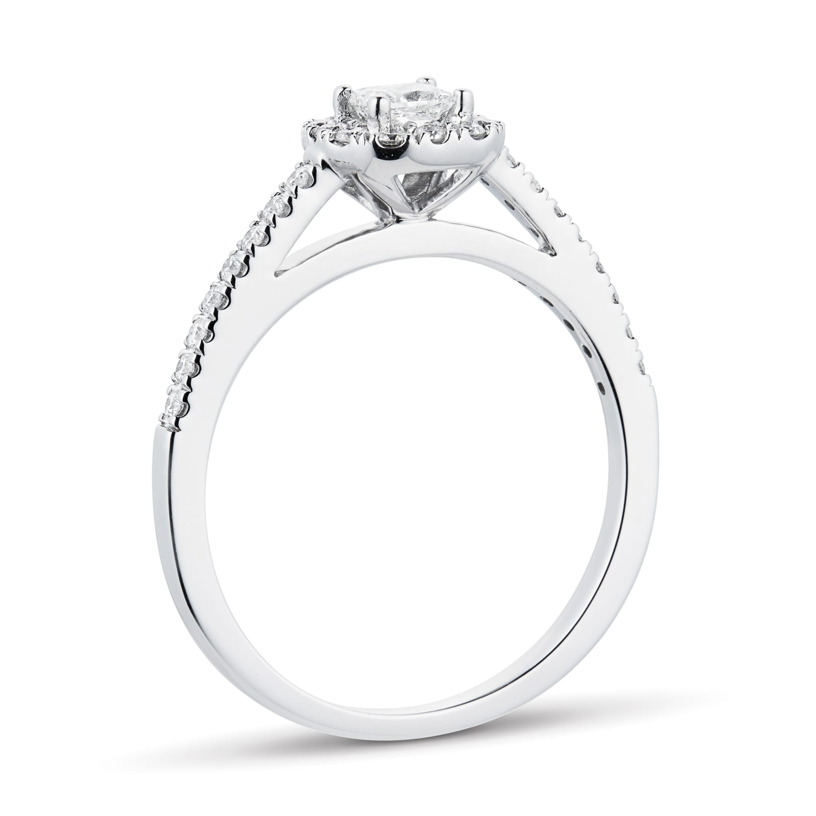 Goldsmiths 18ct White Gold Princess Cut 0.40 Carat 88 Facet Diamond Ring