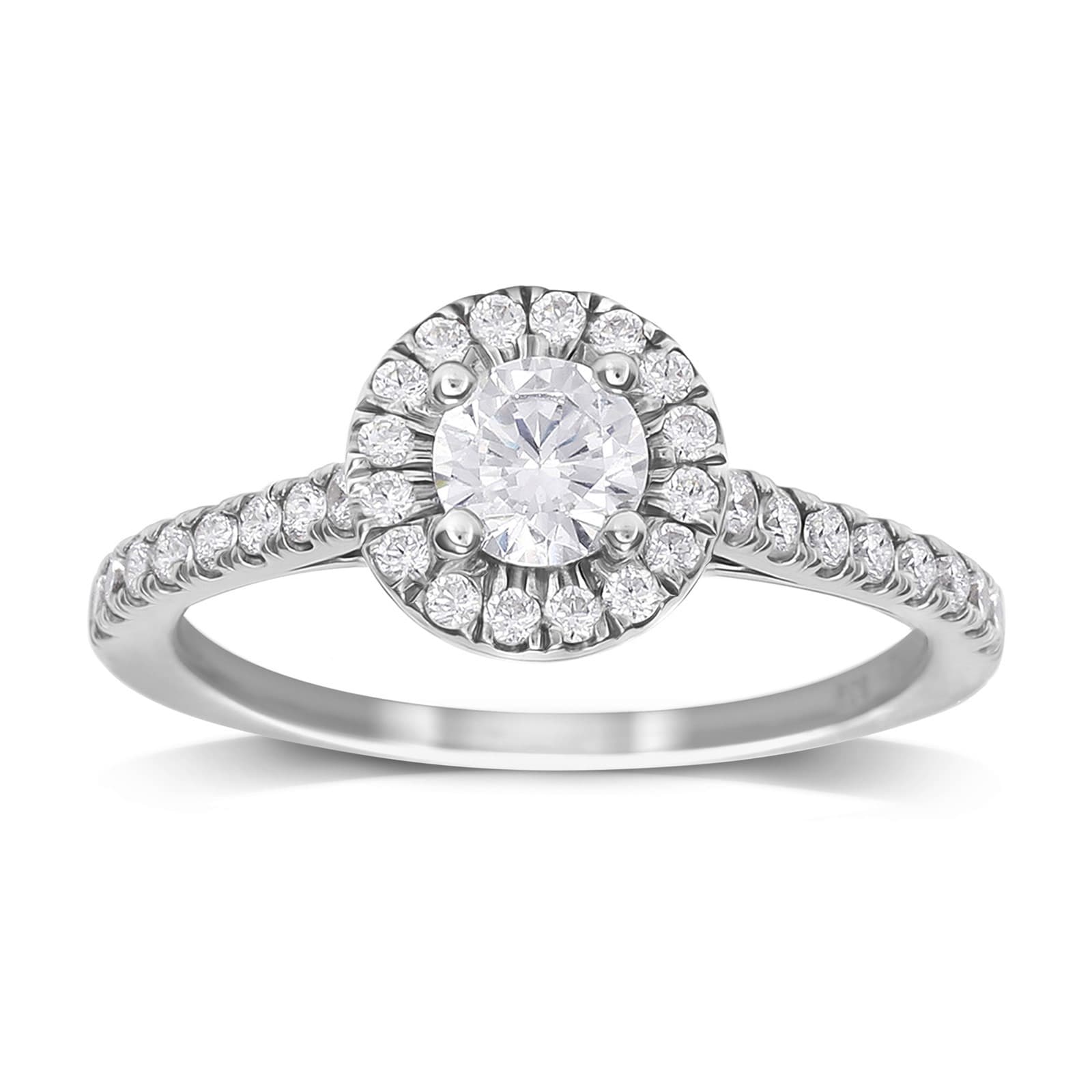 Goldsmiths 9ct White Gold 0.70cttw Diamond Halo Engagement Ring Goldsmiths 9ct White Gold 0.70cttw Diamond Halo Engagement Ring