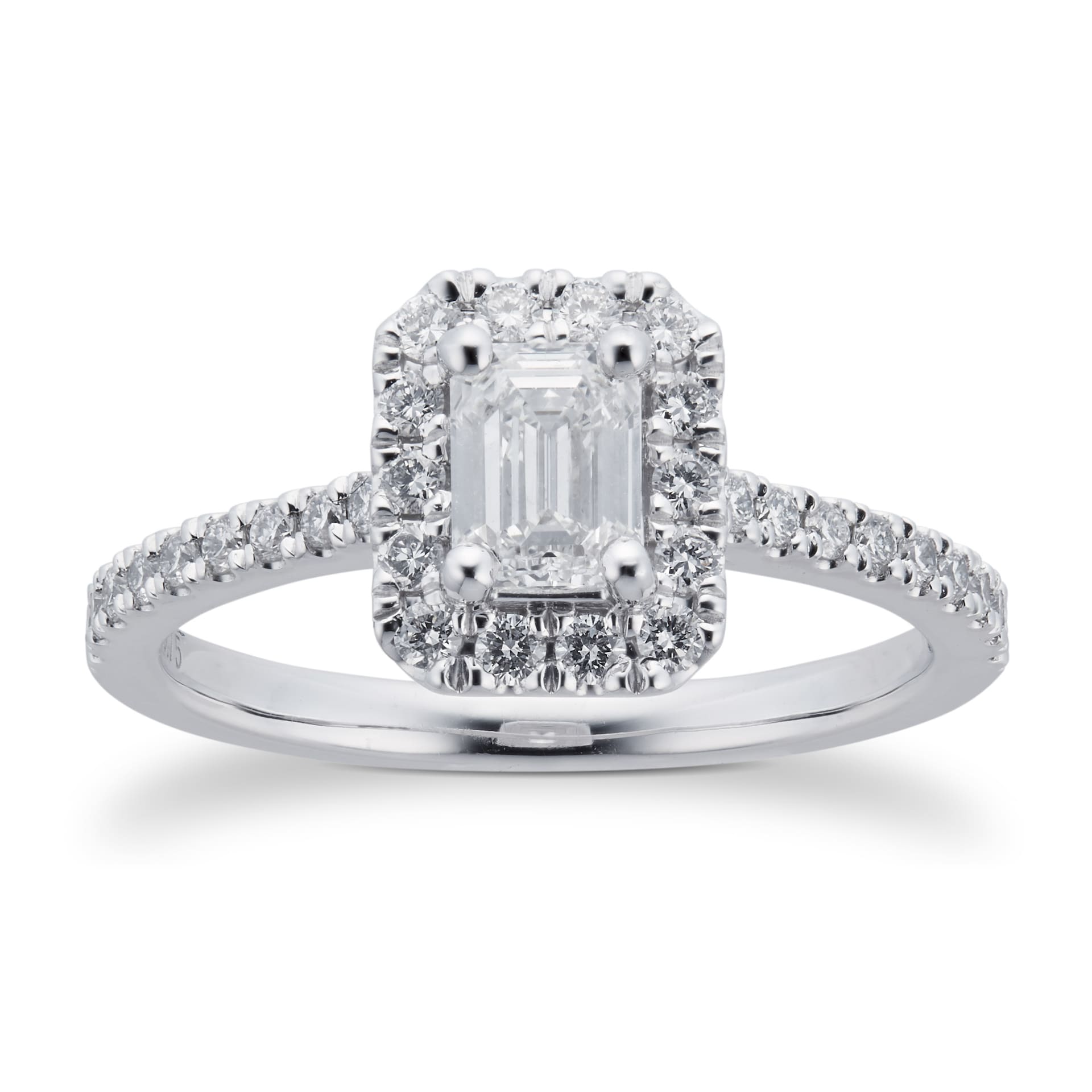 Goldsmiths Platinum 0.75cttw Diamond Emerald Cut Halo Engagement Ring Goldsmiths Platinum 0.75cttw Diamond Emerald Cut Halo Engagement Ring