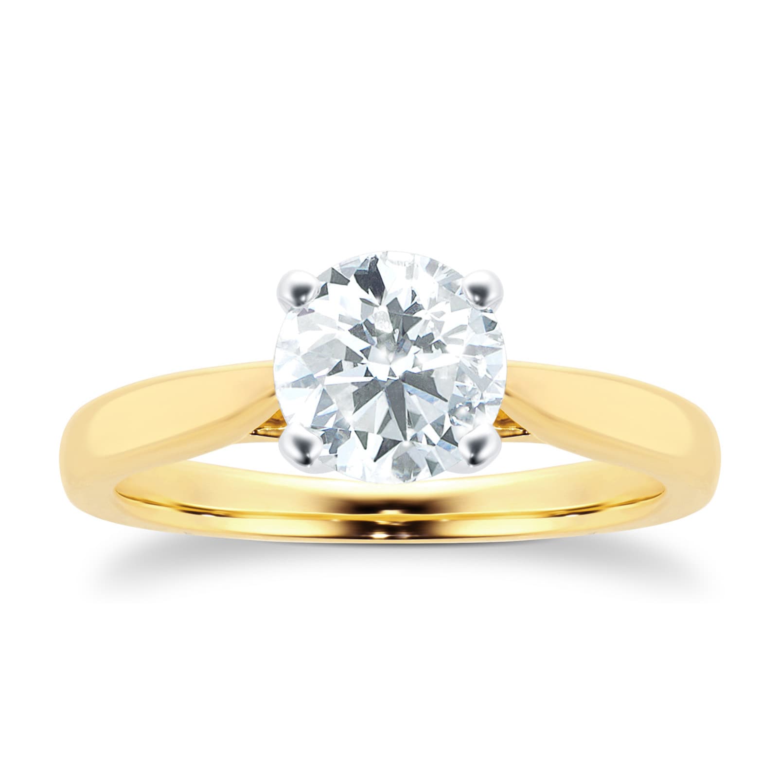 Goldsmiths 18ct Yellow Gold Brilliant Cut 1.00 Carat 88 Facet Diamond Ring
