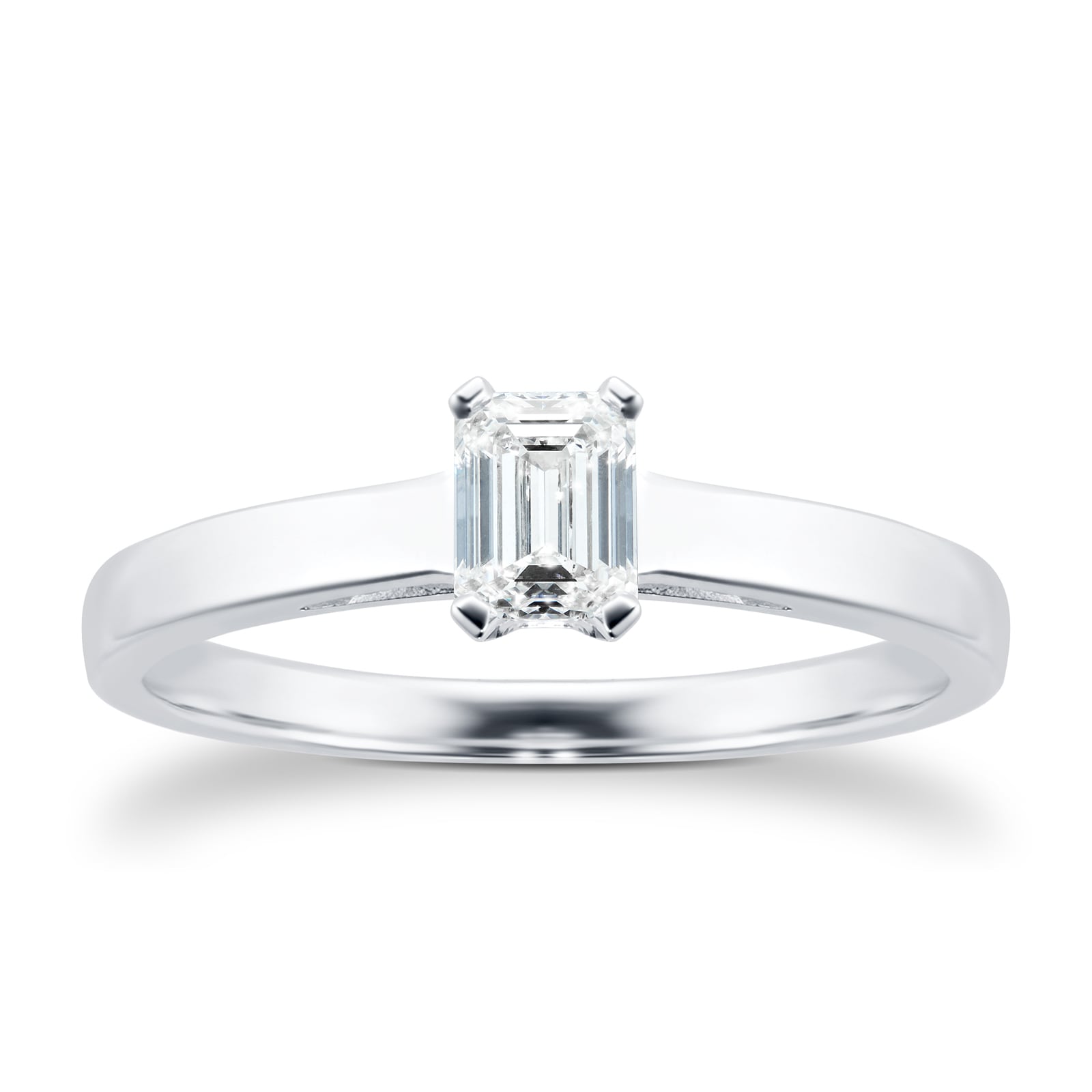 Goldsmiths 18ct White Gold 0.33ct Emerald Cut Diamond Solitaire Engagement Ring Goldsmiths 18ct White Gold 0.33ct Emerald Cut Diamond Solitaire Engagement Ring