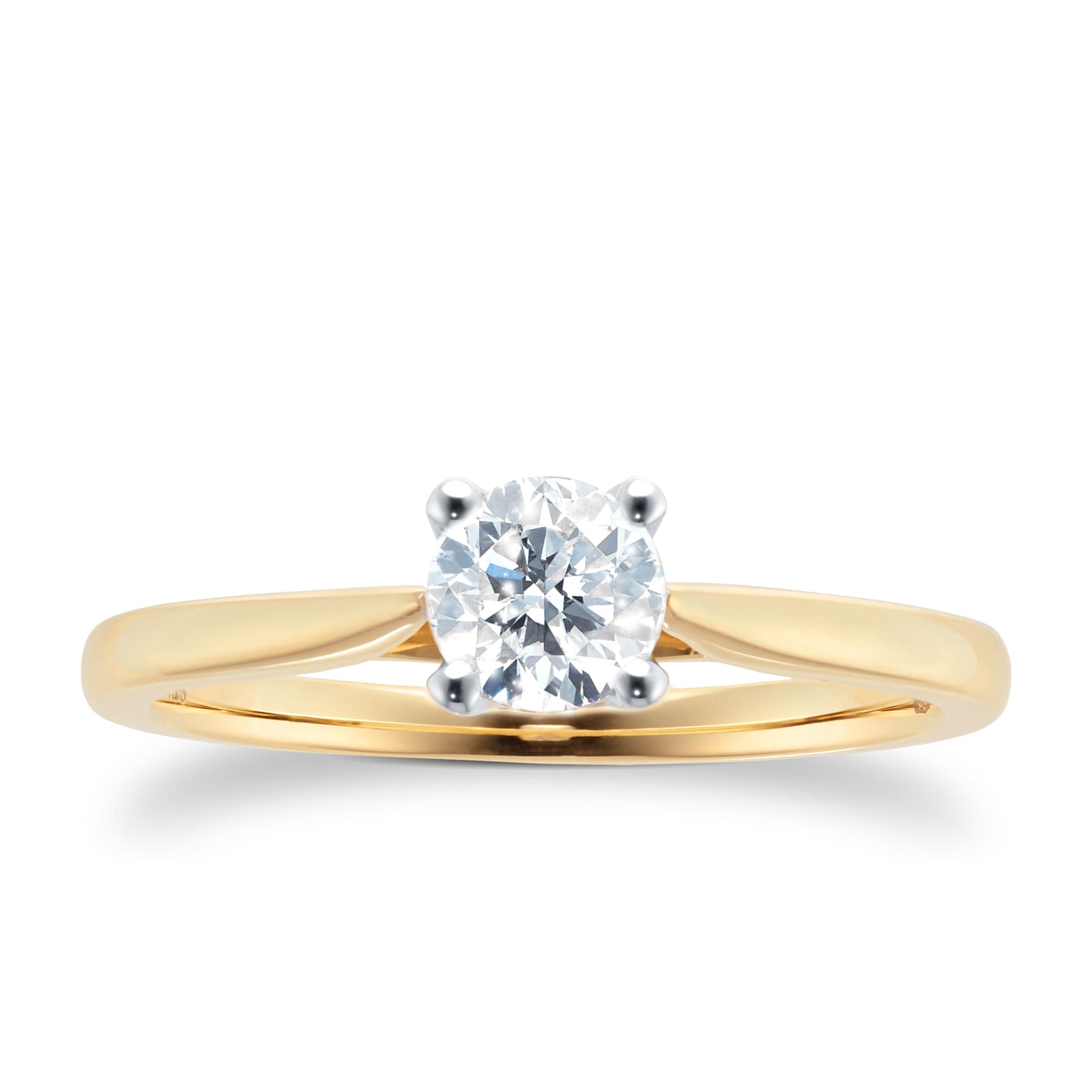 Goldsmiths 18ct Yellow Gold Brilliant Cut 0.50ct Goldsmiths Brightest Diamond Solitaire Engagement Ring