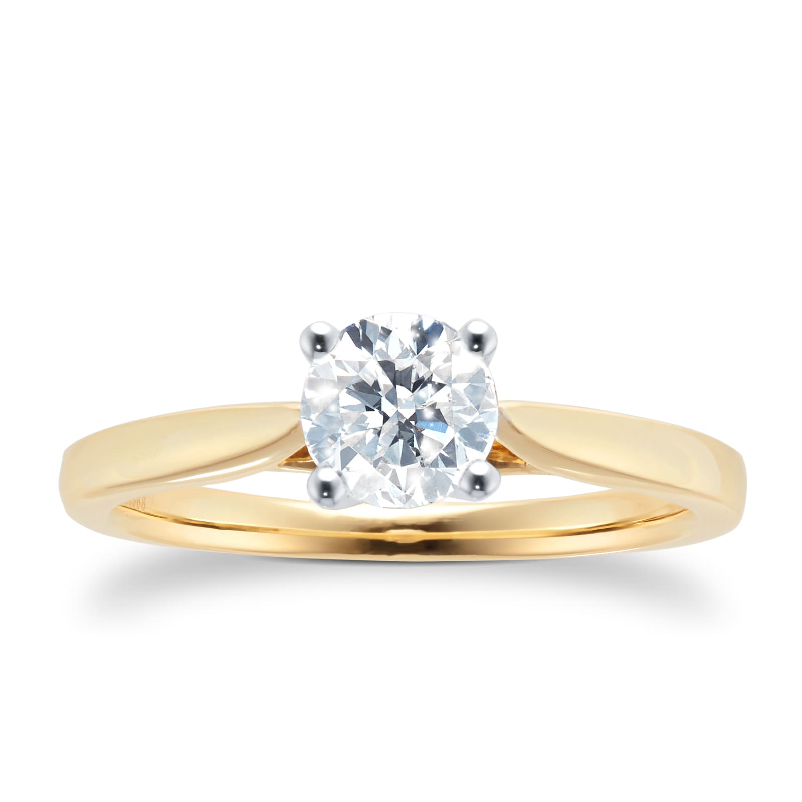 Goldsmiths 18ct Yellow Gold Brilliant Cut 0.70ct Goldsmiths Brightest Diamond Solitaire Engagement Ring