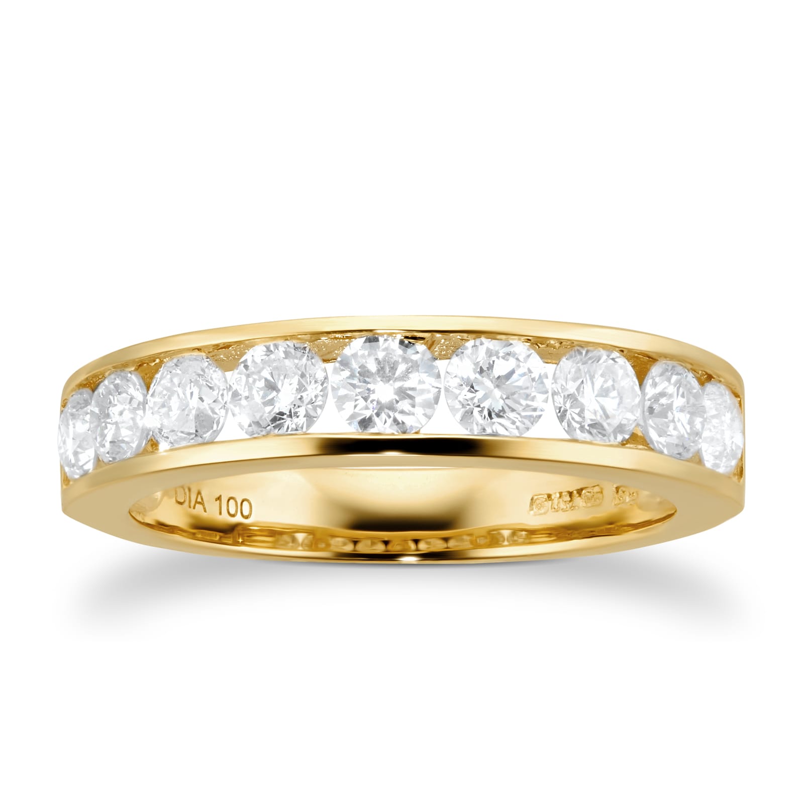 Goldsmiths 18ct Yellow Gold 1.00ct Diamond Channel Set Half Eternity Ring
