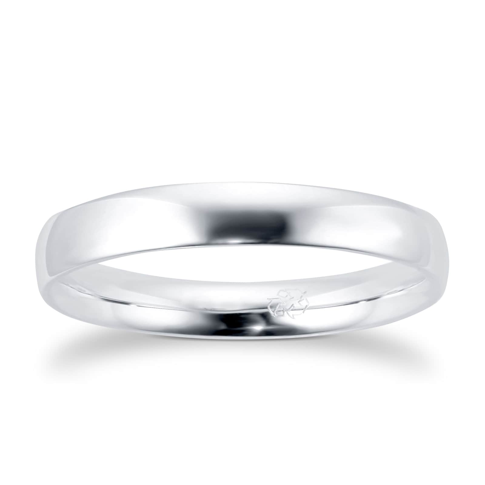 Goldsmiths Recycled 18ct White Gold 3mm Court Wedding Band