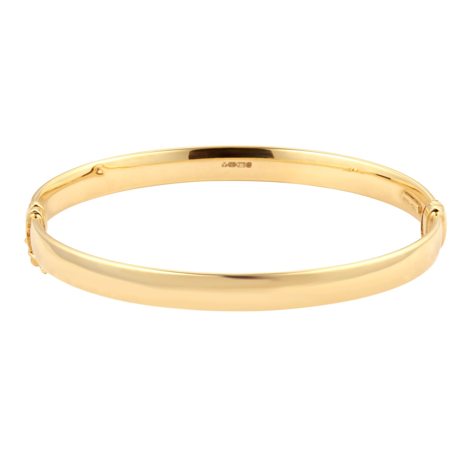 Goldsmiths 9ct Yellow Gold Hollow Wide Flat Bangle Goldsmiths 9ct Yellow Gold Hollow Wide Flat Bangle