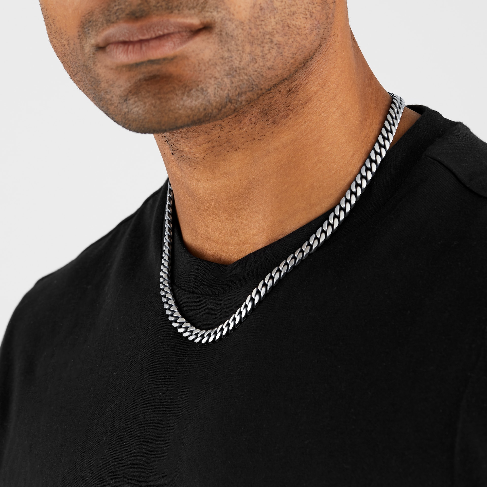 Goldsmiths Sterling Silver Mens 20 Inch Oxidised Curb Chain