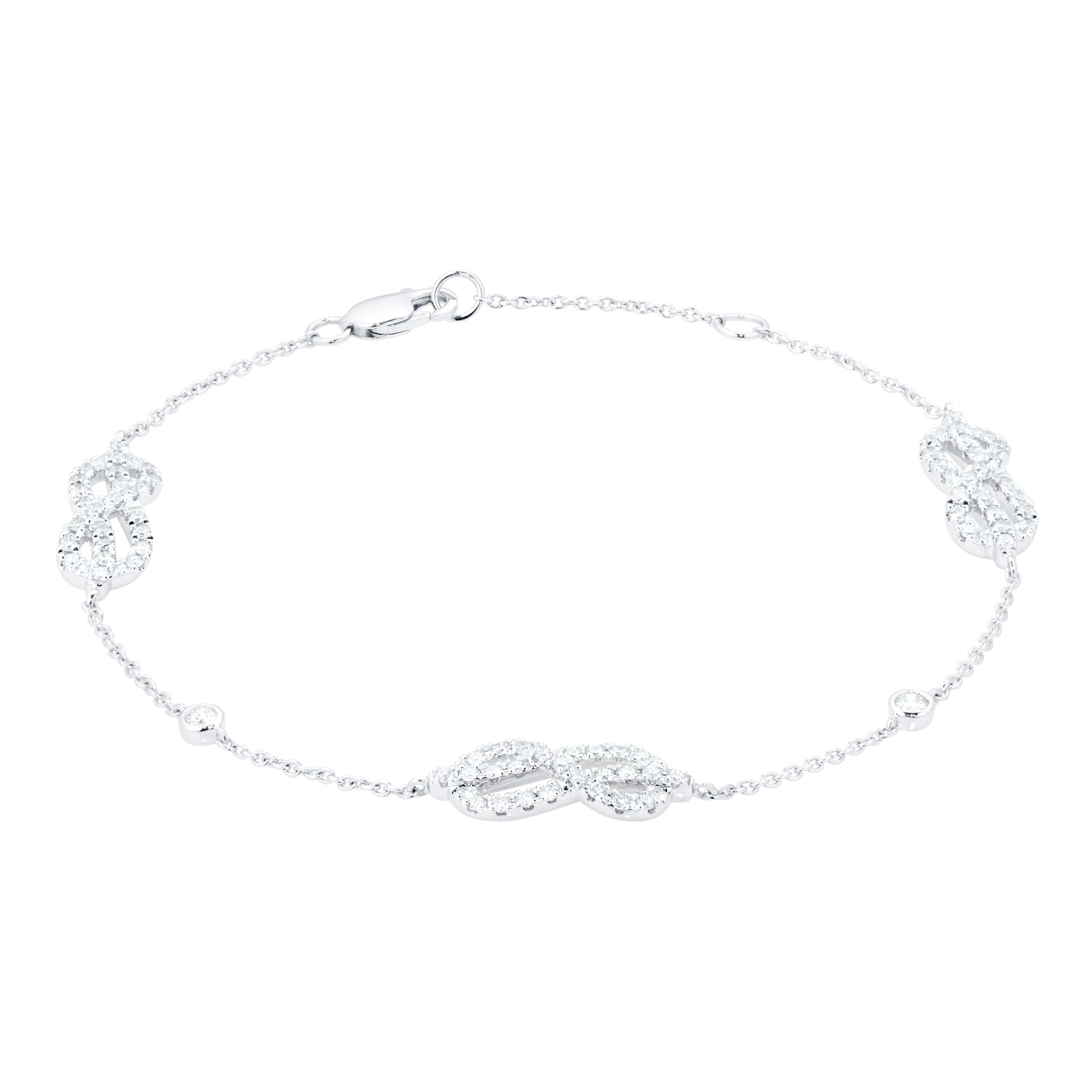 Goldsmiths 18ct White Gold 0.60cttw Diamond Knot Infinity Station Bracelet Goldsmiths 18ct White Gold 0.60cttw Diamond Knot Infinity Station Bracelet