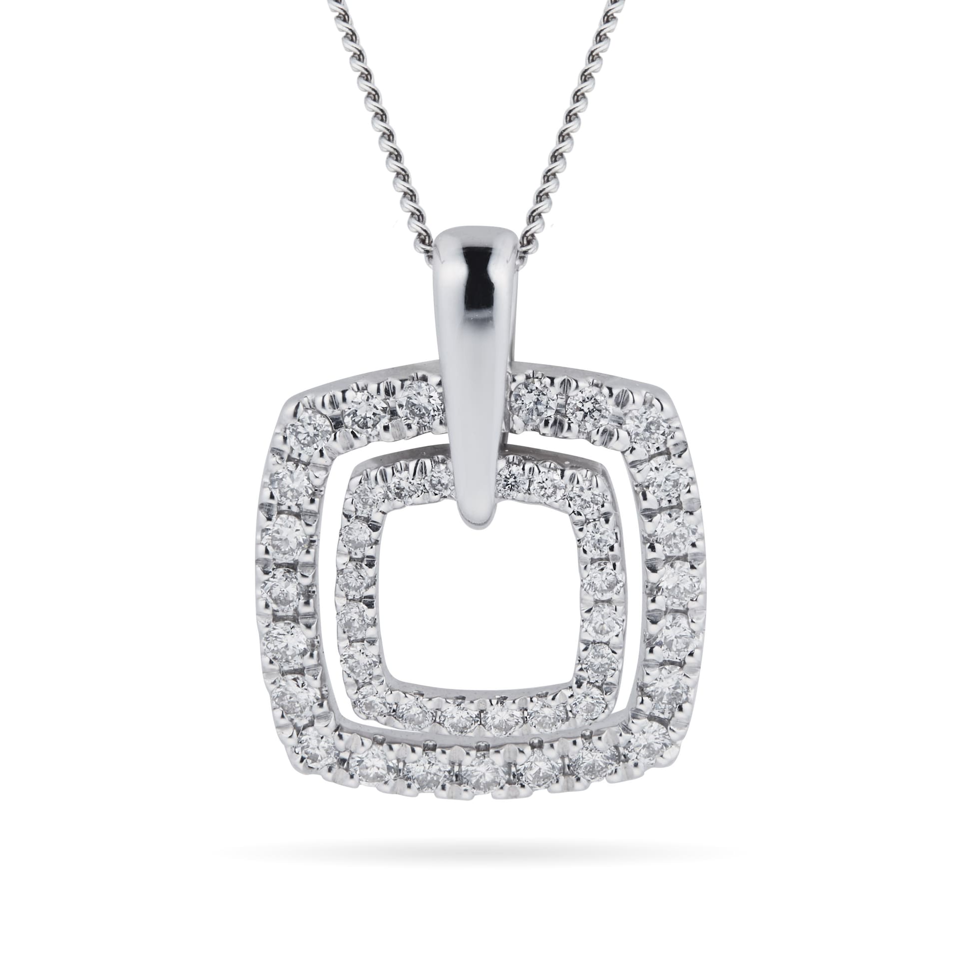 Goldsmiths 9ct White Gold 0.30cttw Double Cushion Pendant Goldsmiths 9ct White Gold 0.30cttw Double Cushion Pendant