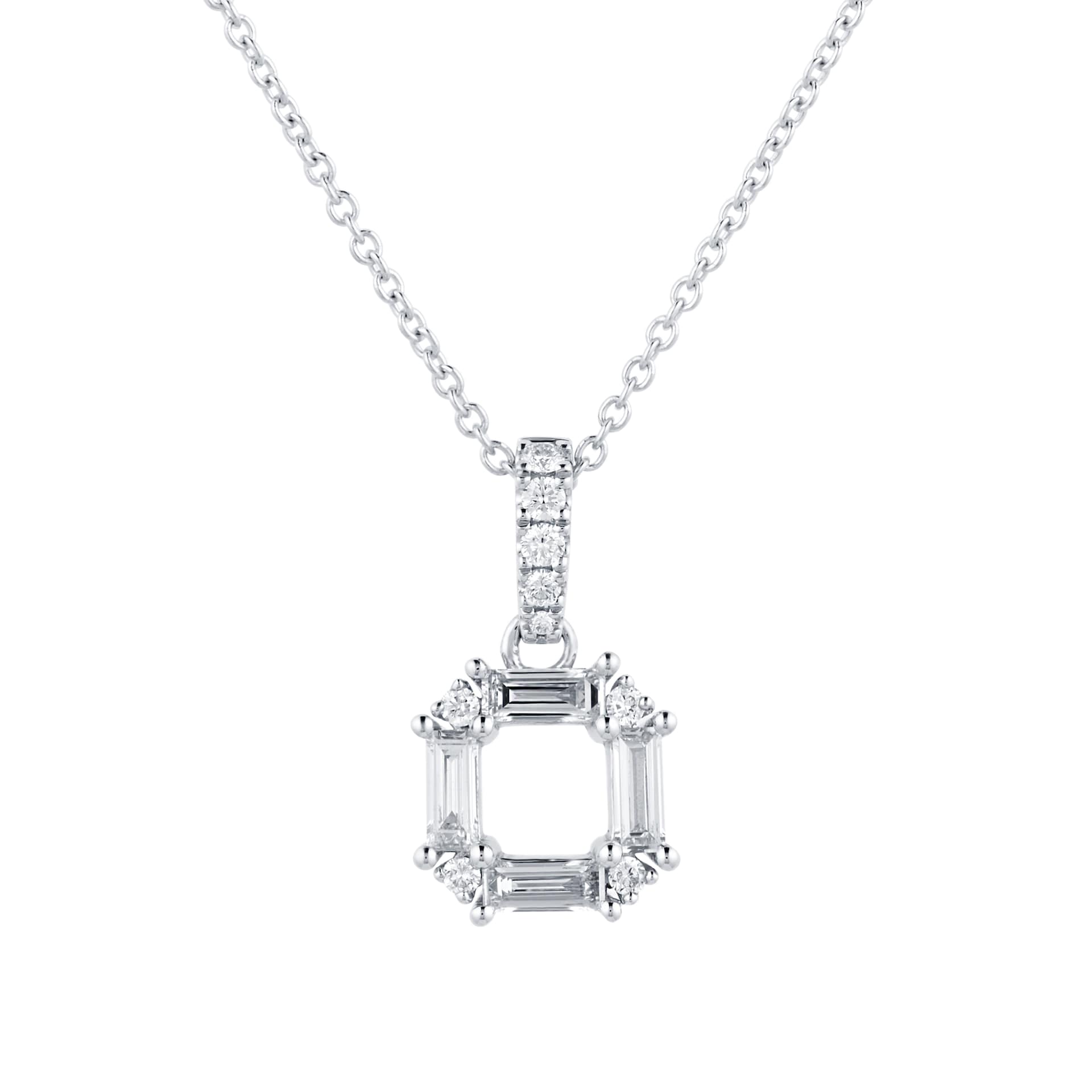 Mappin & Webb Renee 18ct White Gold 0.37cttw Diamond Open Square Pendant Mappin & Webb Renee 18ct White Gold 0.37cttw Diamond Open Square Pendant