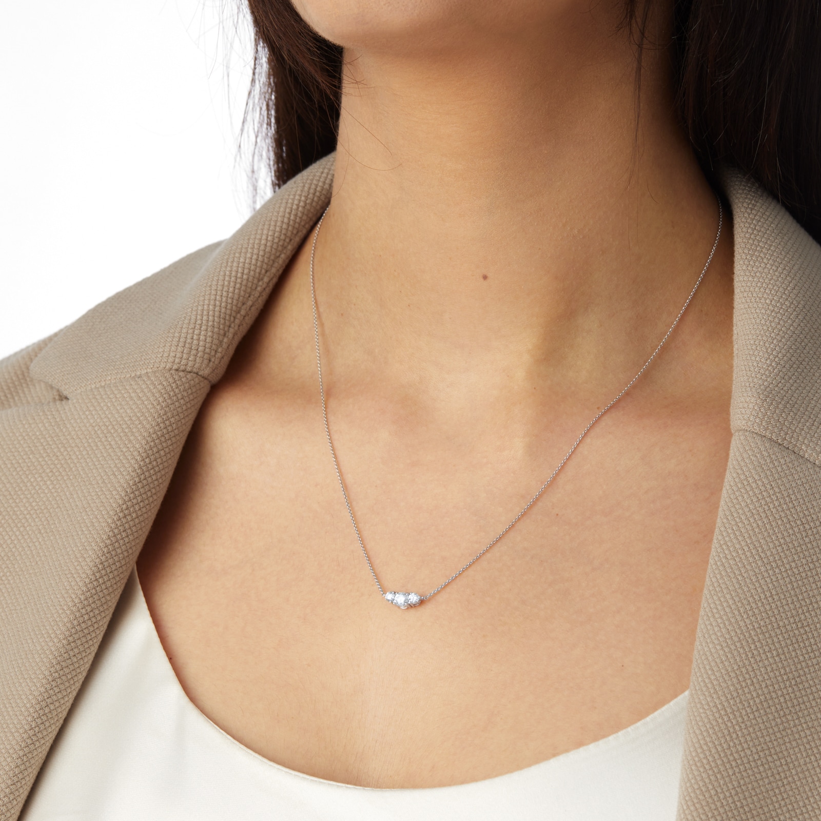 Goldsmiths 18ct White Gold 0.50cttw Three Stone Pendant Goldsmiths 18ct White Gold 0.50cttw Three Stone Pendant