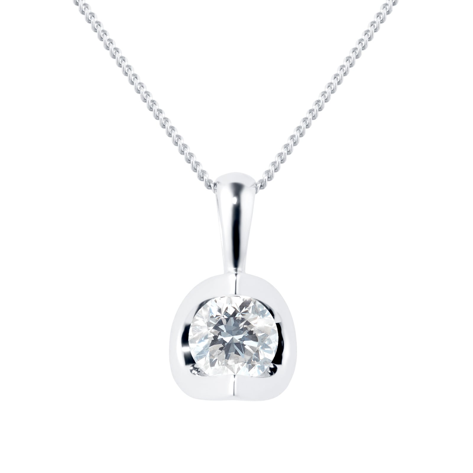 Goldsmiths 18ct White Gold 0.30ct Tension Set Goldsmiths Brightest Diamond Pendant