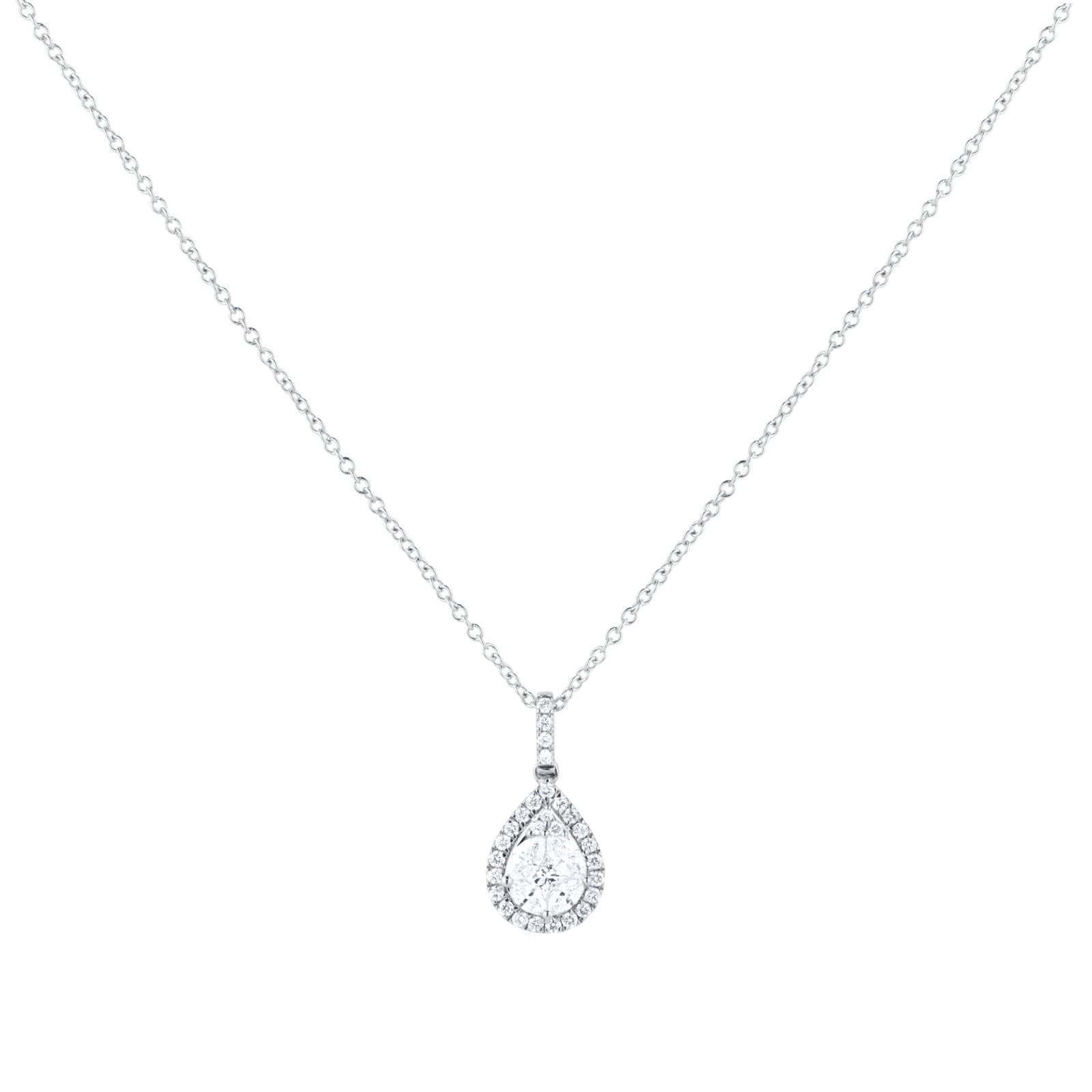Mappin & Webb 18ct White Gold 0.50cttw Pear Illusion Diamond Pendant Mappin & Webb 18ct White Gold 0.50cttw Pear Illusion Diamond Pendant
