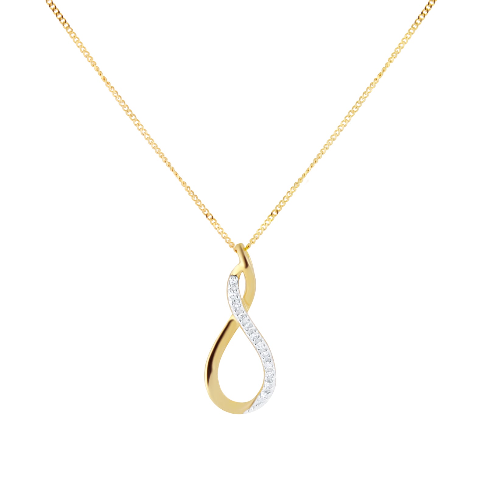 Goldsmiths 9ct Yellow Gold 0.03cttw Diamond Figure 8 Pendant Goldsmiths 9ct Yellow Gold 0.03cttw Diamond Figure 8 Pendant