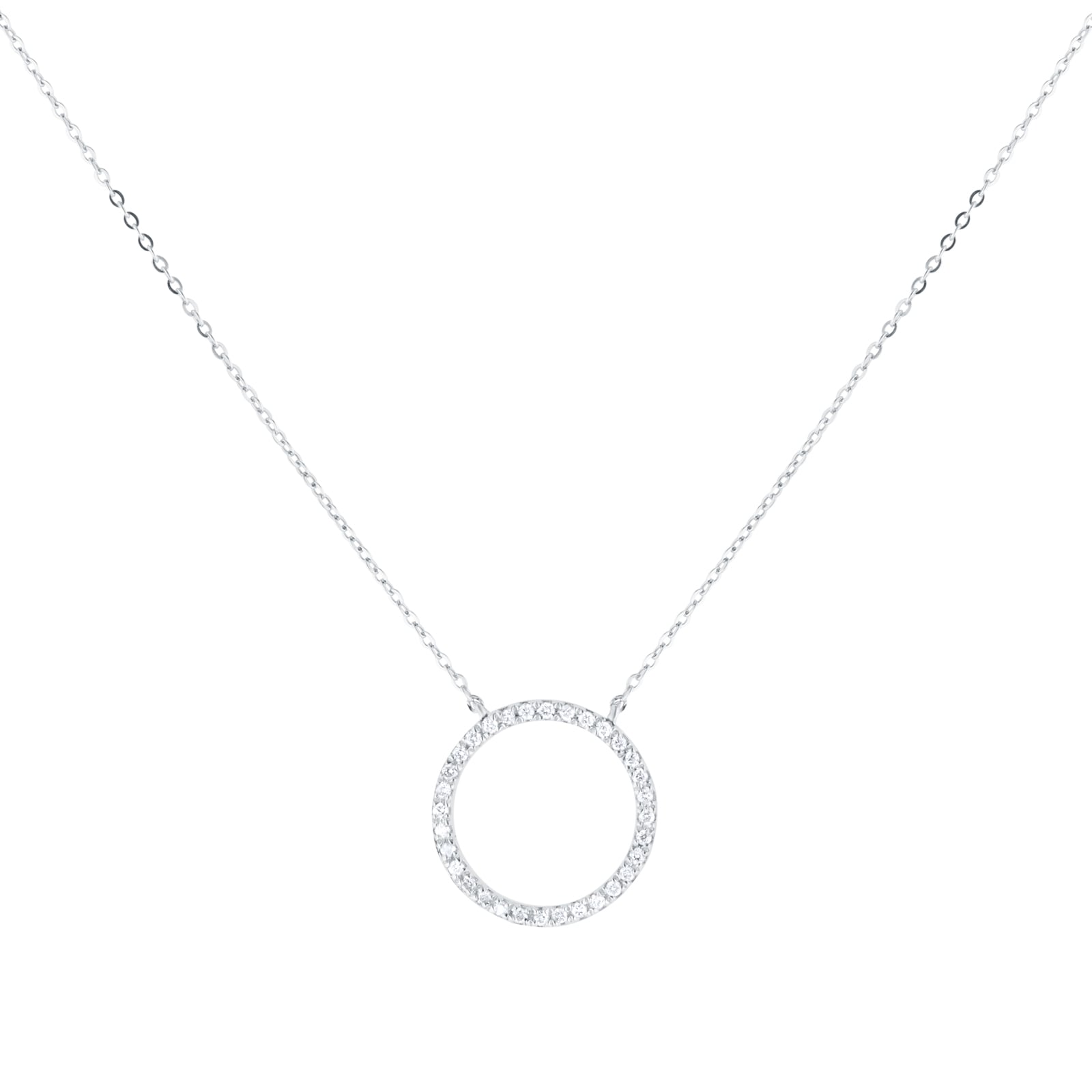 Goldsmiths 9ct White Gold 0.10cttw Diamond Circle Necklace Goldsmiths 9ct White Gold 0.10cttw Diamond Circle Necklace