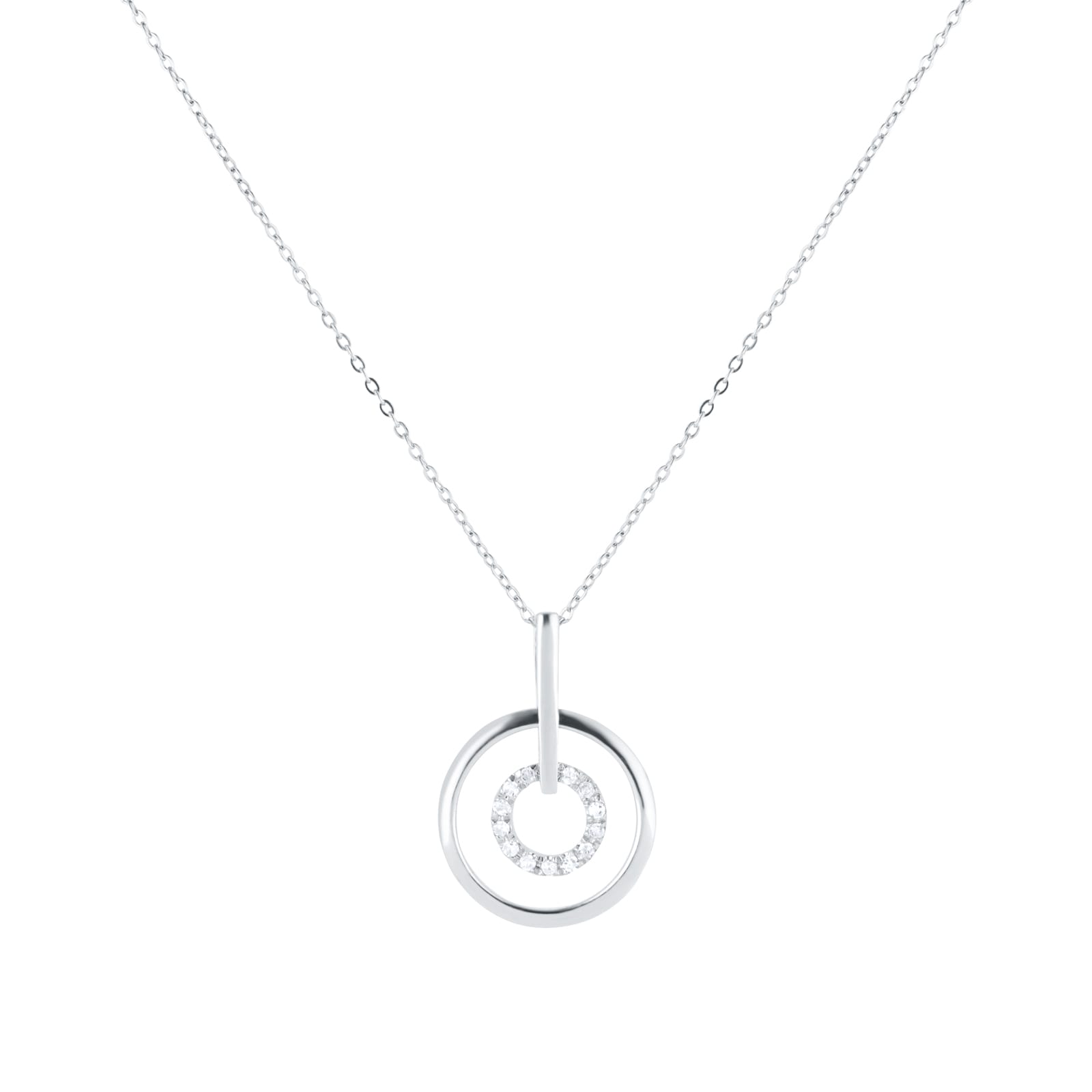 Goldsmiths 9ct White Gold 0.05cttw Diamond Circle Pendant Goldsmiths 9ct White Gold 0.05cttw Diamond Circle Pendant