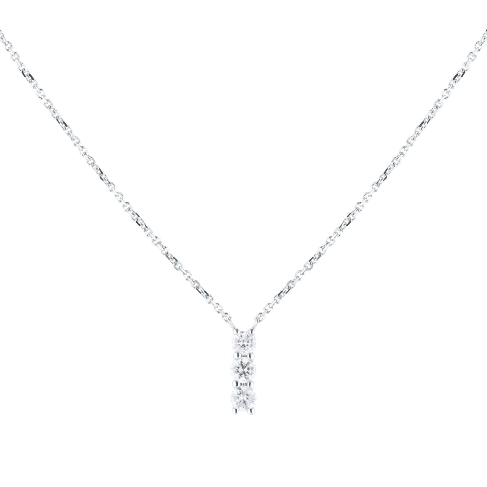Goldsmiths 9ct White Gold 0.20cttw Diamond Trilogy Necklace Goldsmiths 9ct White Gold 0.20cttw Diamond Trilogy Necklace