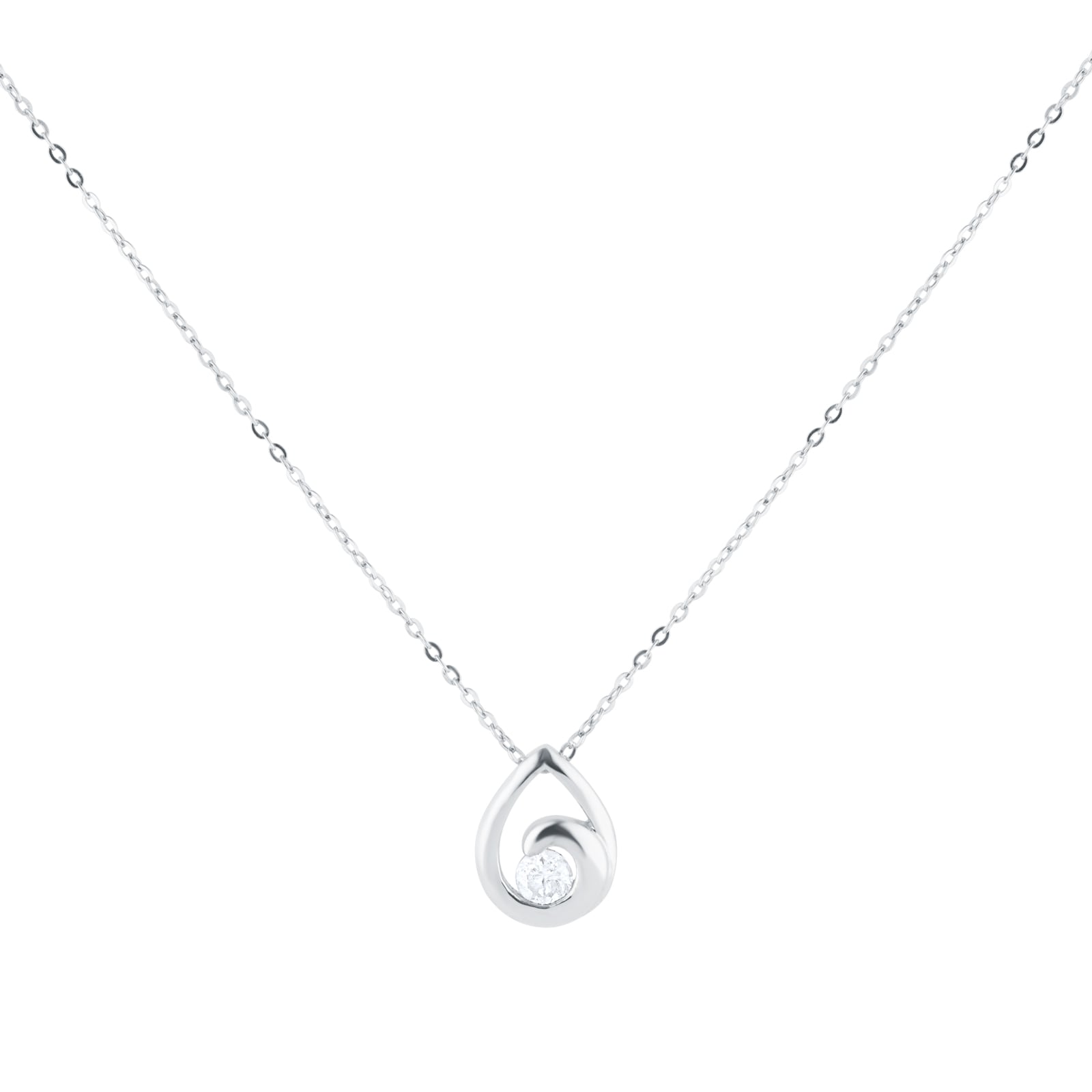 Goldsmiths 9ct White Gold 0.09cttw Diamond Pear Pendant Goldsmiths 9ct White Gold 0.09cttw Diamond Pear Pendant
