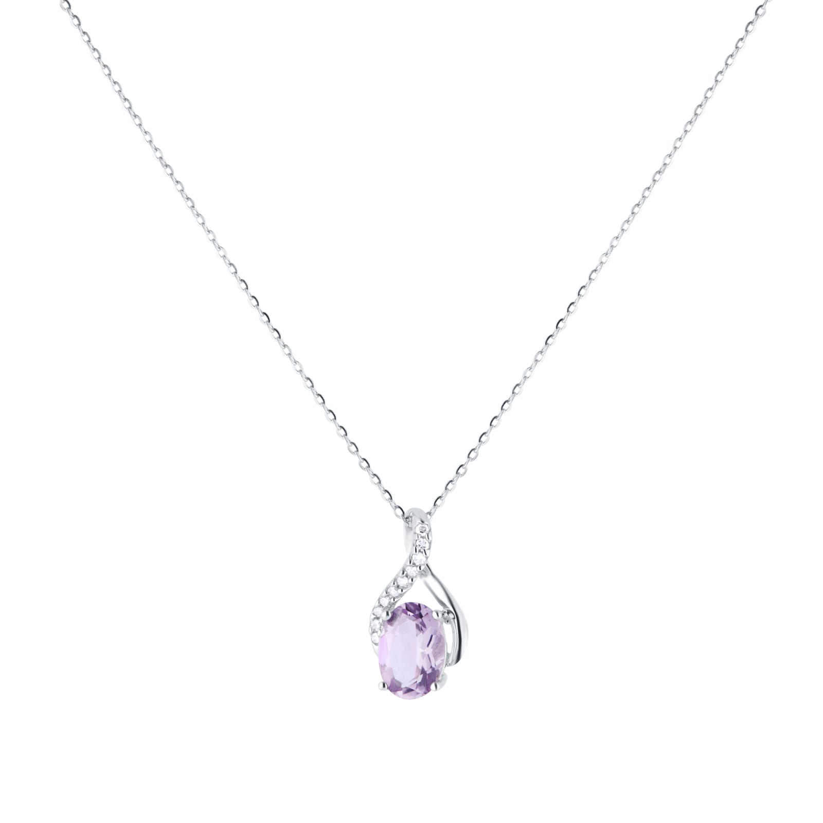 Goldsmiths 9ct White Gold 0.05cttw Diamond & Amethyst Pendant Goldsmiths 9ct White Gold 0.05cttw Diamond & Amethyst Pendant