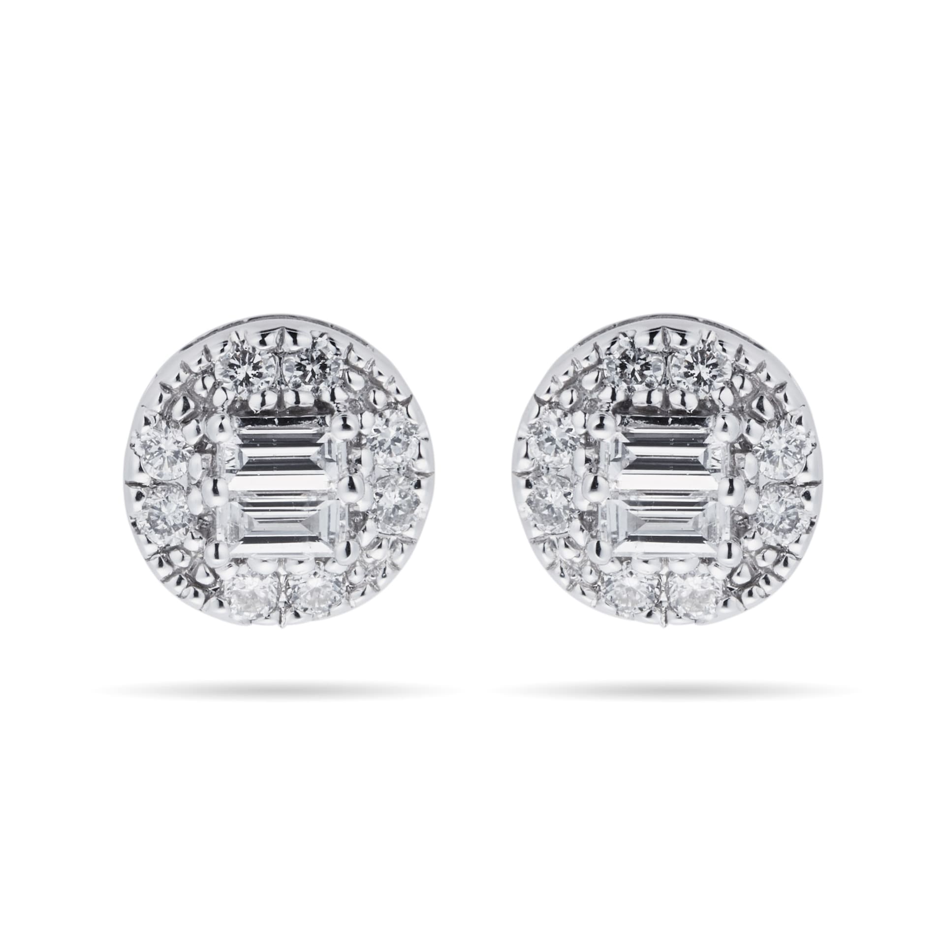 Goldsmiths 9ct White Gold Round & Baguette 0.25cttw Stud Earrings