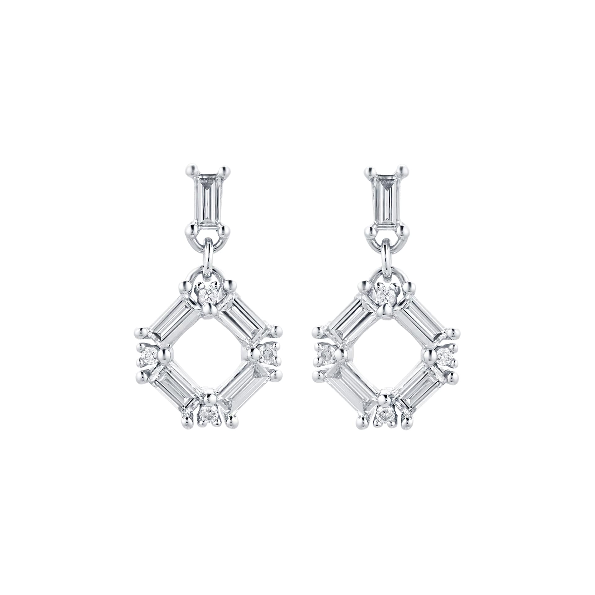 Mappin & Webb Renee 18ct White Gold 0.43cttw Diamond Open Square Drop Earrings Mappin & Webb Renee 18ct White Gold 0.43cttw Diamond Open Square Drop Earrings
