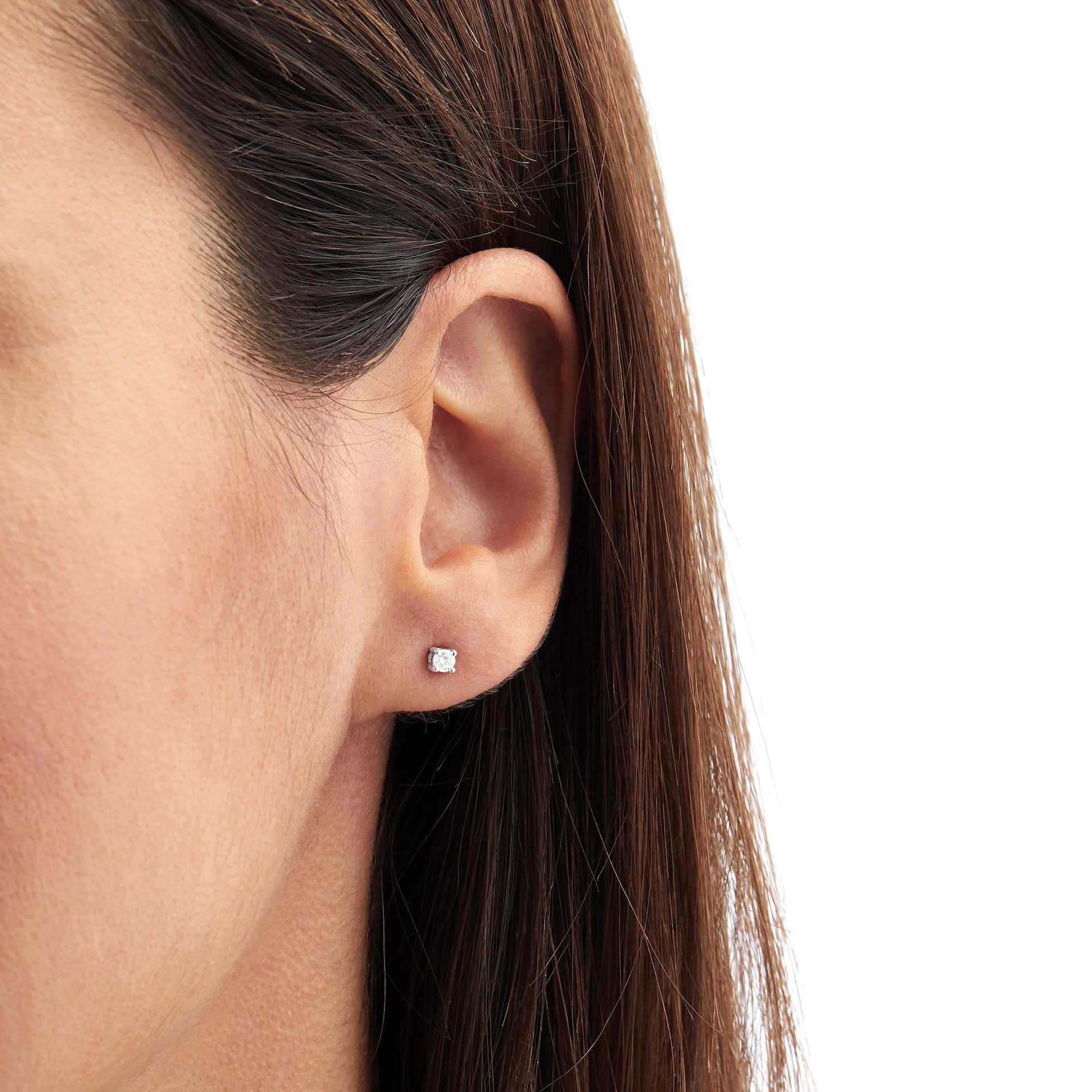 Goldsmiths 9ct White Gold 0.15ct 4 Claw Goldsmiths Brightest Diamond Earrings