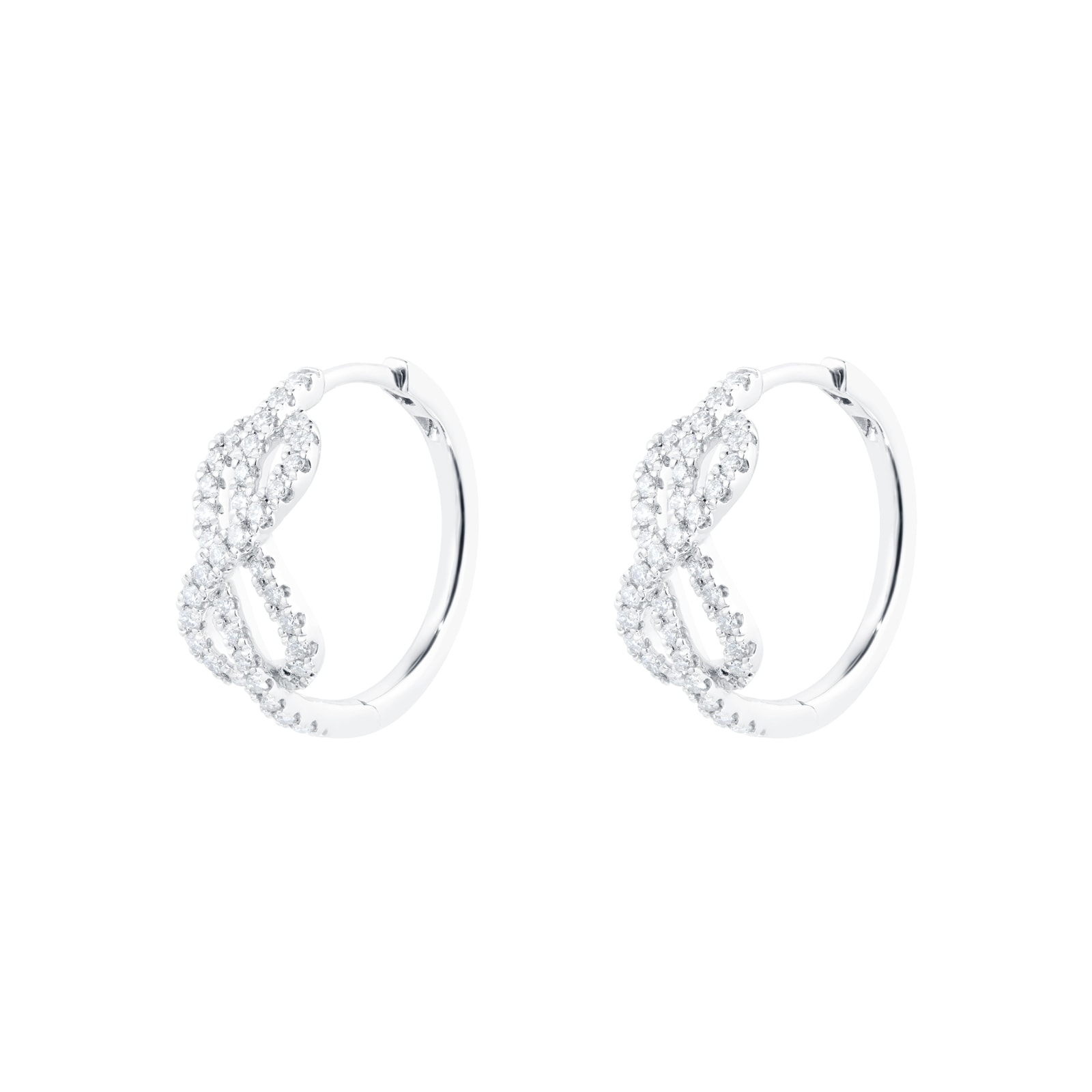 Goldsmiths 18ct White Gold 0.50cttw Knot Infinity Hoop Earrings Goldsmiths 18ct White Gold 0.50cttw Knot Infinity Hoop Earrings