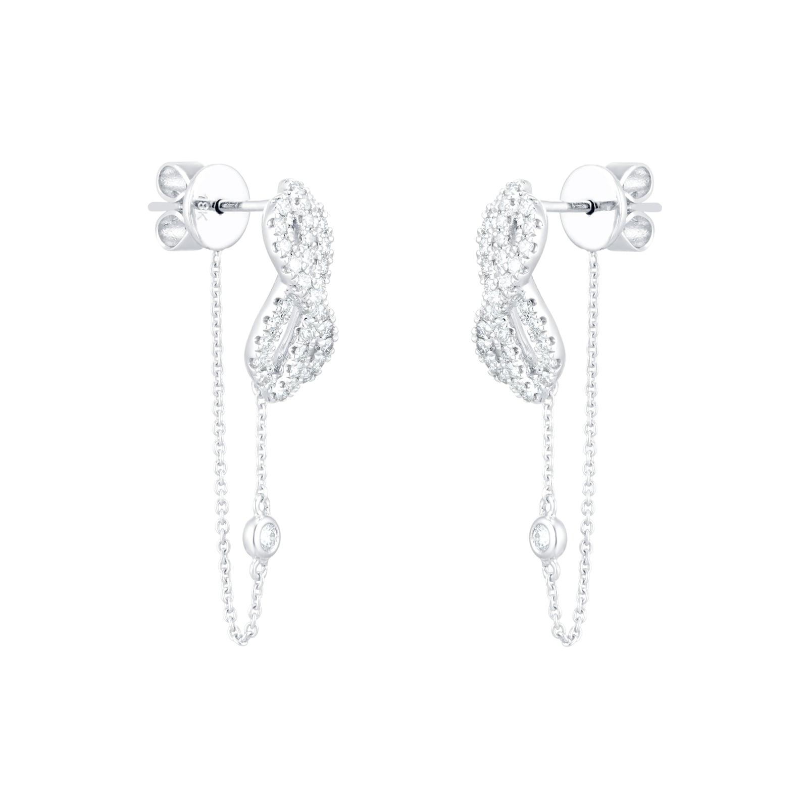 Goldsmiths 18ct White Gold 0.40cttw Knot Infinity Drop Earrings Goldsmiths 18ct White Gold 0.40cttw Knot Infinity Drop Earrings