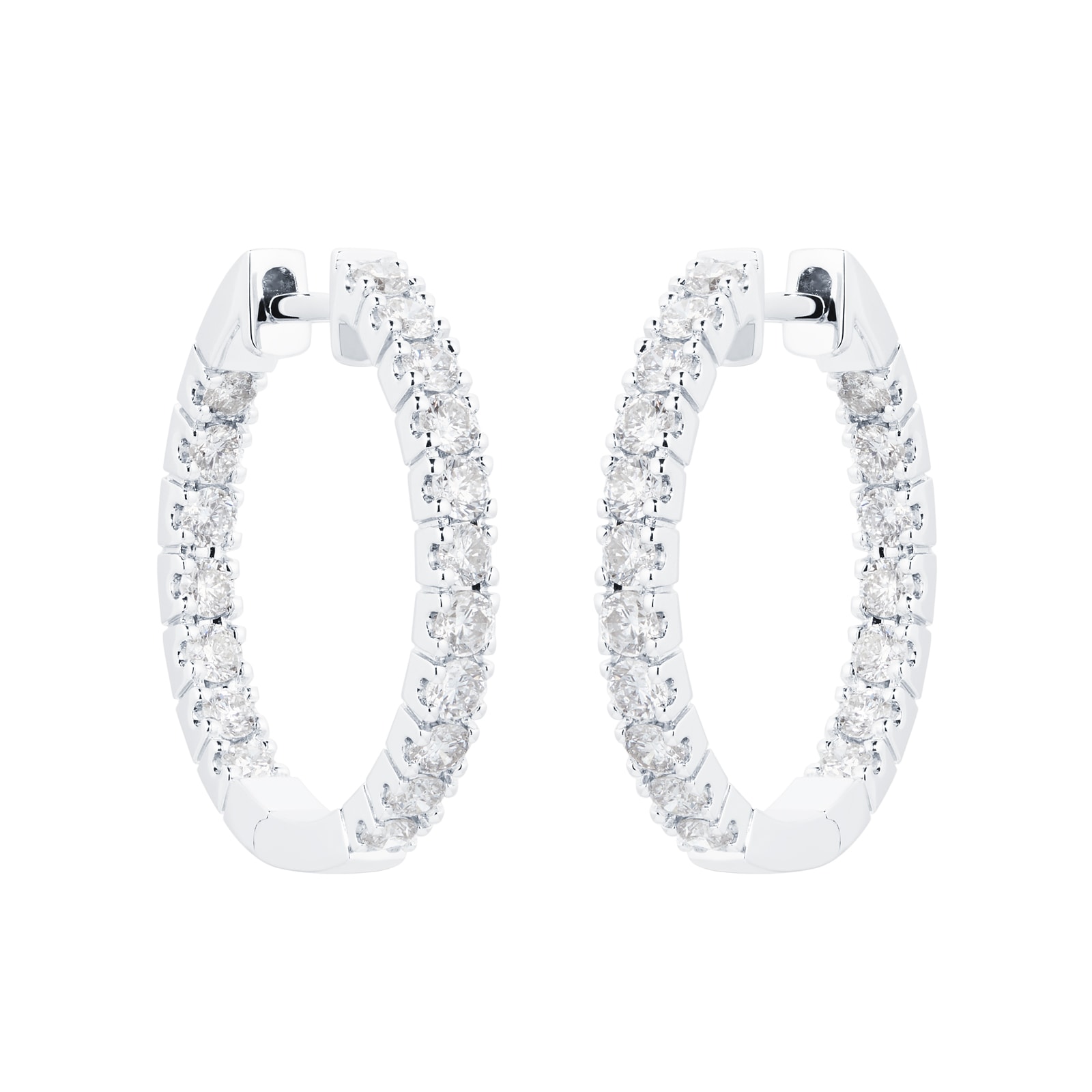 Mappin & Webb 18ct White Gold 1.00cttw Diamond 20mm Hoop Earrings Mappin & Webb 18ct White Gold 1.00cttw Diamond 20mm Hoop Earrings