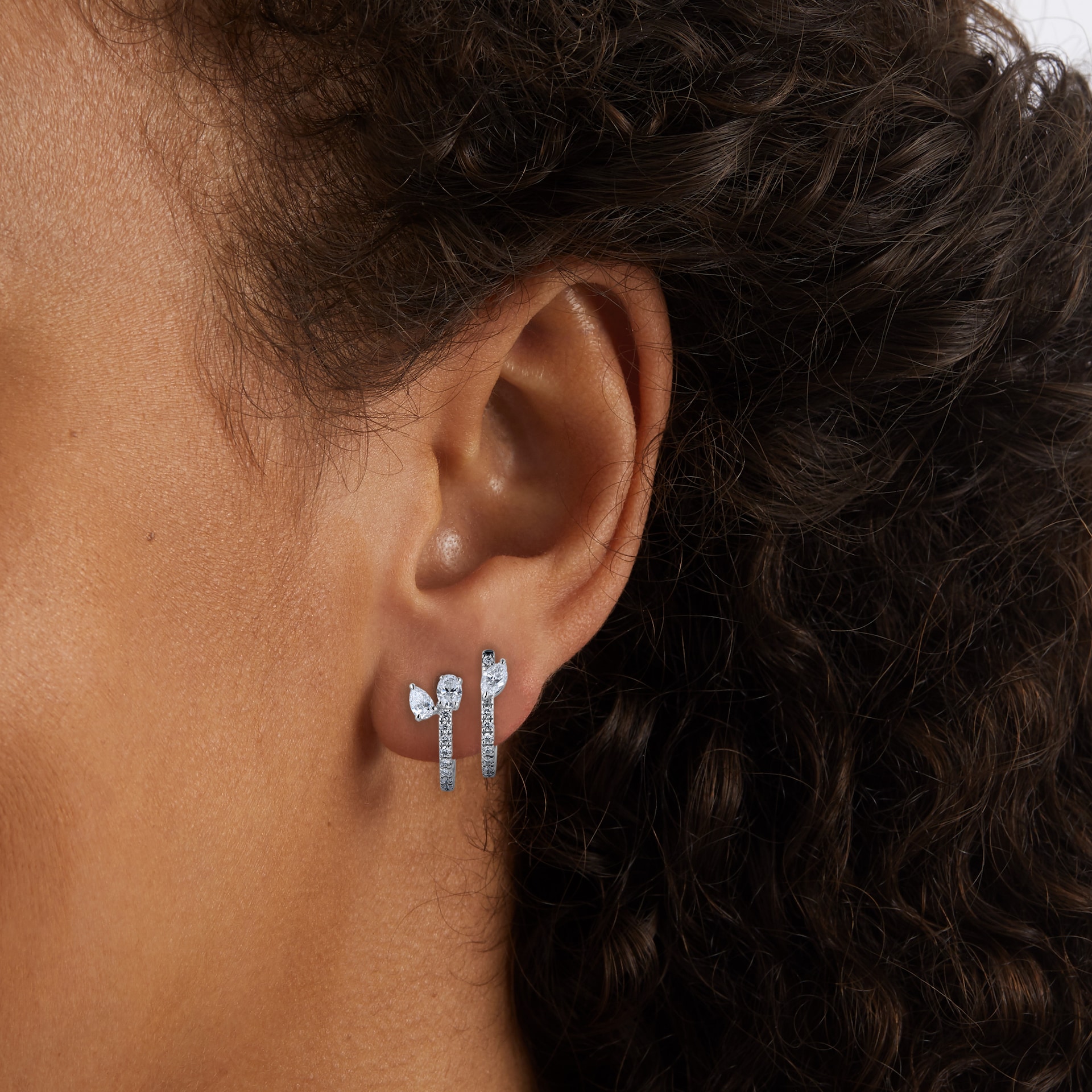 Mappin & Webb Riveret 18ct White Gold 0.75cttw Diamond Double Stud Earrings Mappin & Webb Riveret 18ct White Gold 0.75cttw Diamond Double Stud Earrings