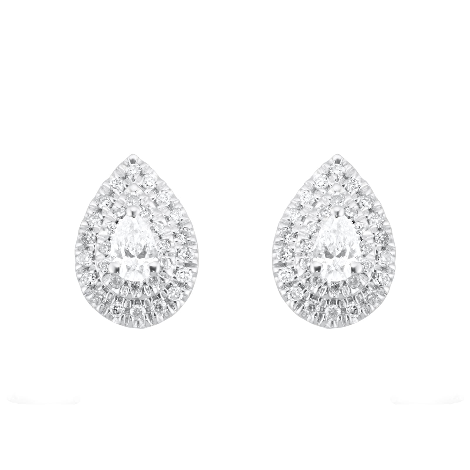 Goldsmiths 9ct White Gold 0.25ct Diamond Pear Cluster Stud Earrings Goldsmiths 9ct White Gold 0.25ct Diamond Pear Cluster Stud Earrings