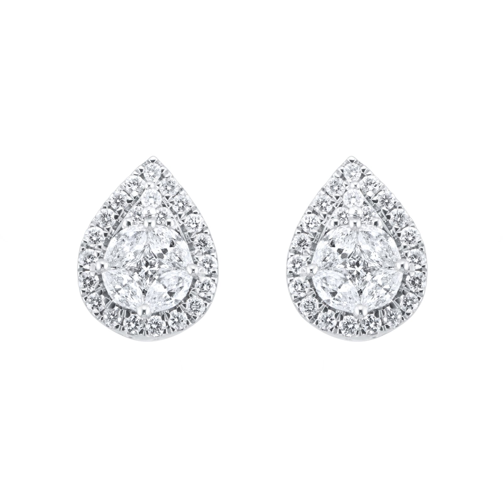 Mappin & Webb 18ct White Gold 0.52cttw Pear Illusion Diamond Stud Earrings Mappin & Webb 18ct White Gold 0.52cttw Pear Illusion Diamond Stud Earrings