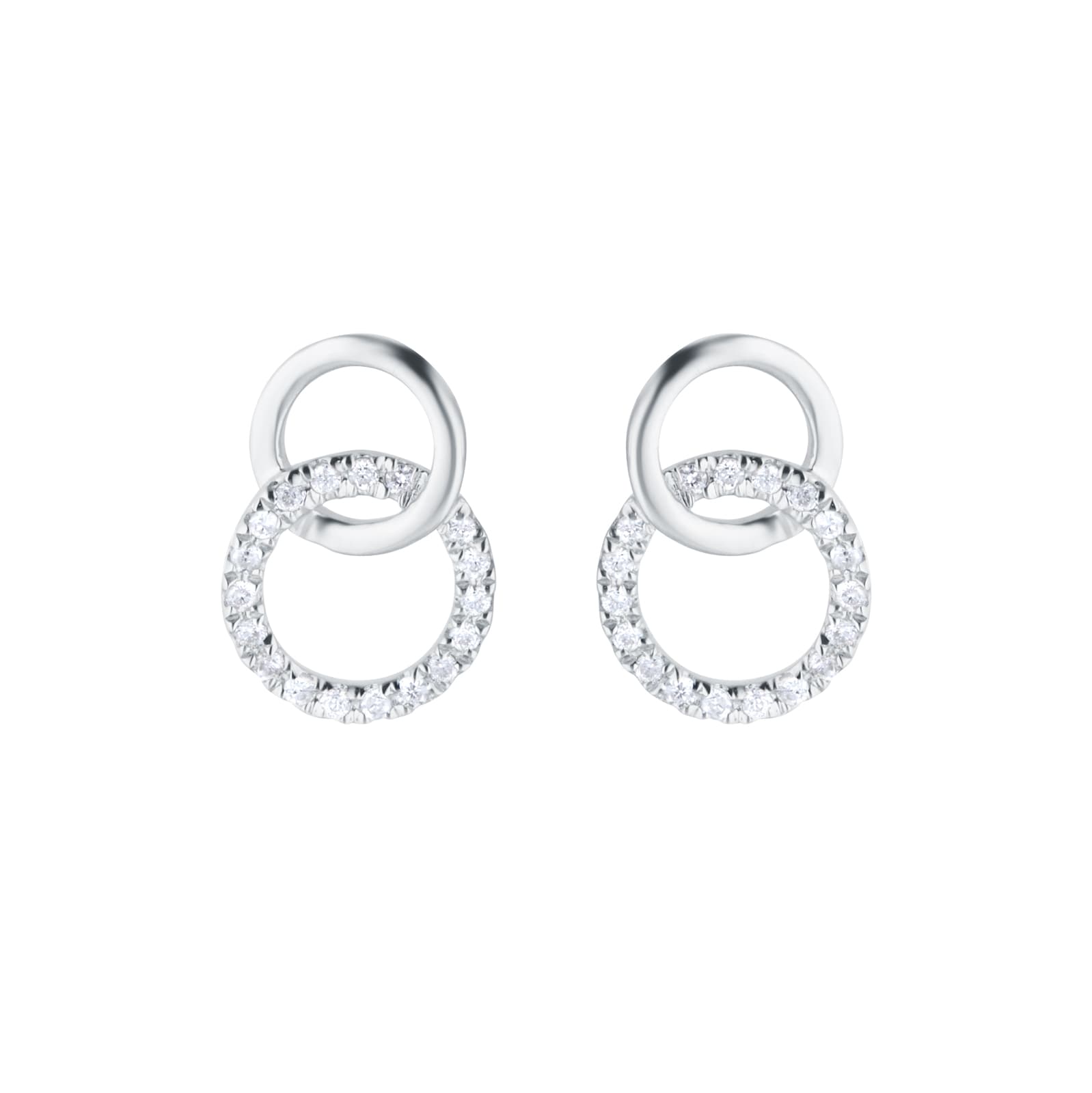 Goldsmiths 9ct White Gold 0.15cttw Diamond Circle Stud Earrings Goldsmiths 9ct White Gold 0.15cttw Diamond Circle Stud Earrings