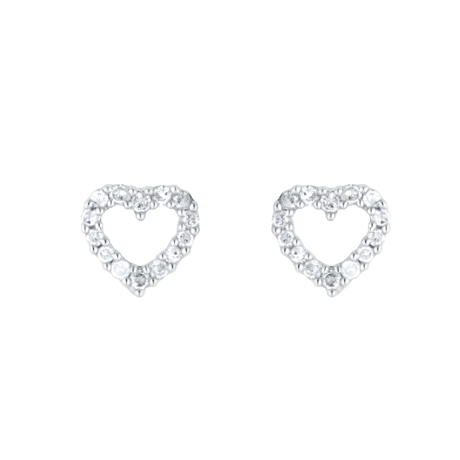 Goldsmiths 9ct White Gold 0.12cttw Diamond Heart Stud Earrings Goldsmiths 9ct White Gold 0.12cttw Diamond Heart Stud Earrings