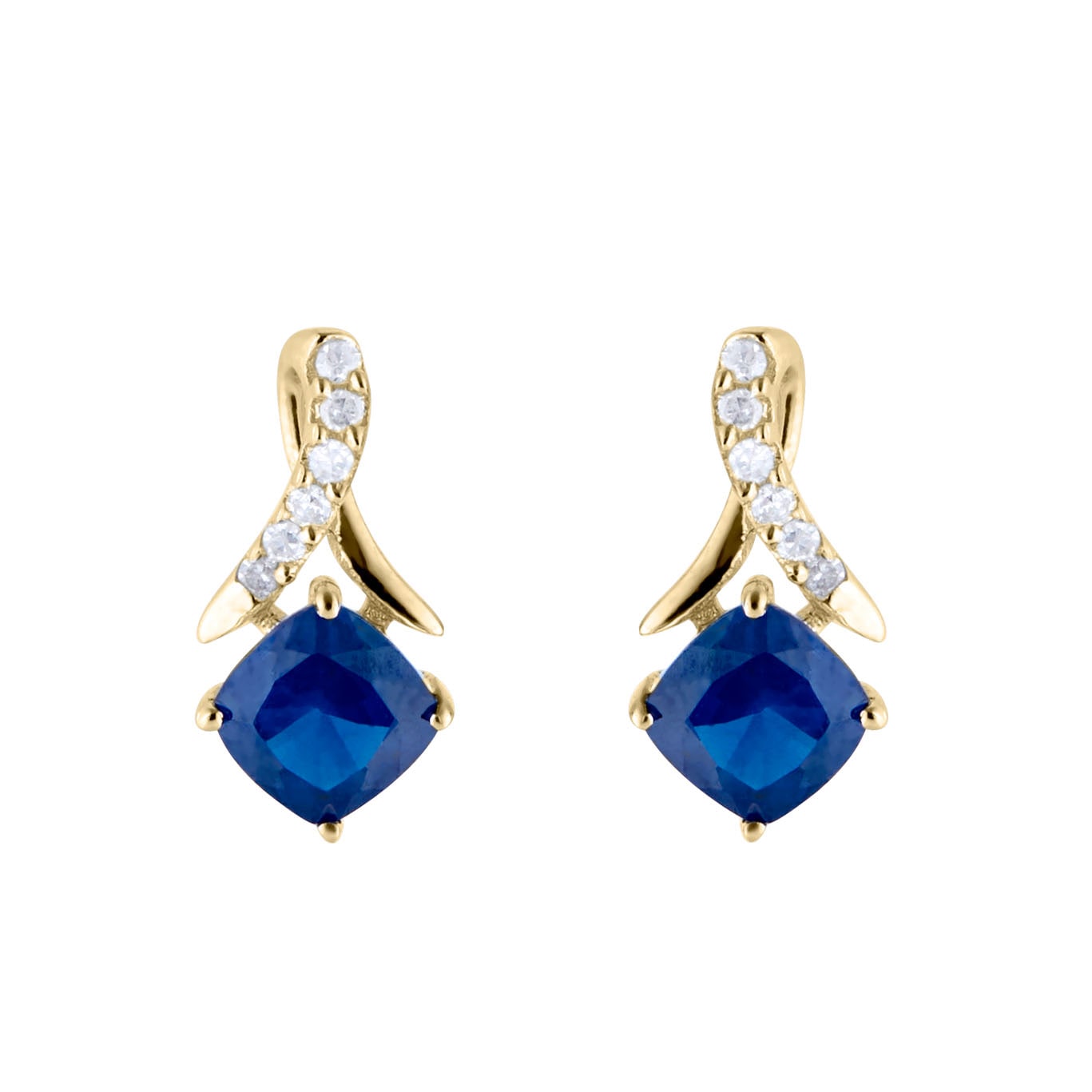 Goldsmiths 9ct Yellow Gold 0.05cttw Diamond & Sapphire Stud Earrings Goldsmiths 9ct Yellow Gold 0.05cttw Diamond & Sapphire Stud Earrings