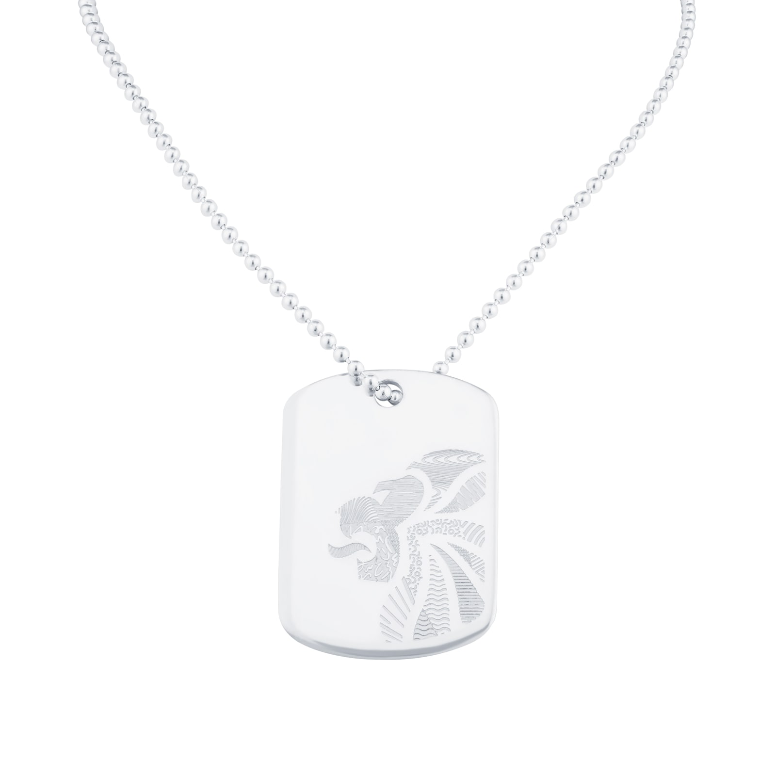 Mappin & Webb Team GB Sterling Silver Dog tag supplied with Ball chain. Laser Engraved Lion Head Illustration Mappin & Webb Team GB Sterling Silver Dog tag supplied with Ball chain. Laser Engraved Lion Head Illustration