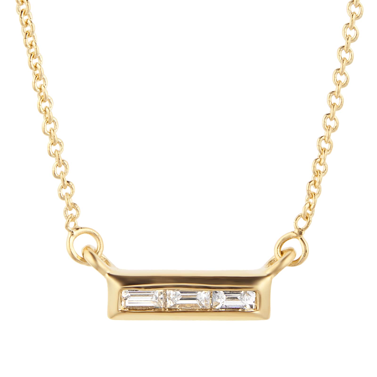 Goldsmiths Yellow Gold Plated Silver Diamond 0.08ct Baguette Bar Necklace Goldsmiths Yellow Gold Plated Silver Diamond 0.08ct Baguette Bar Necklace