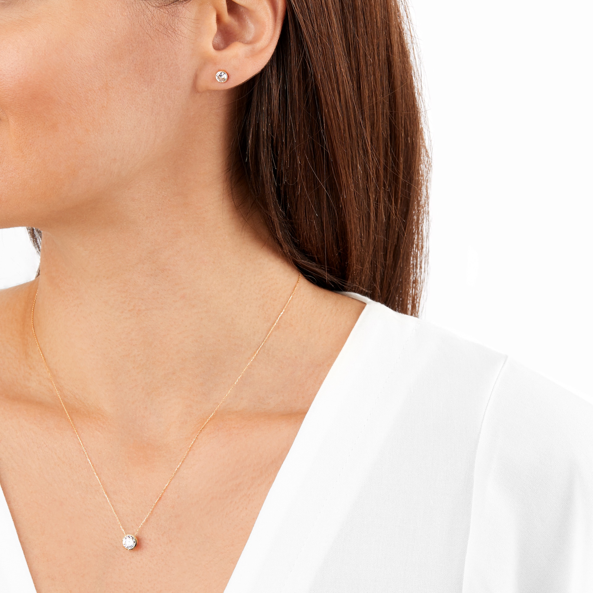 Goldsmiths 9ct Yellow Gold Bezel Set Pendant & Earring Set