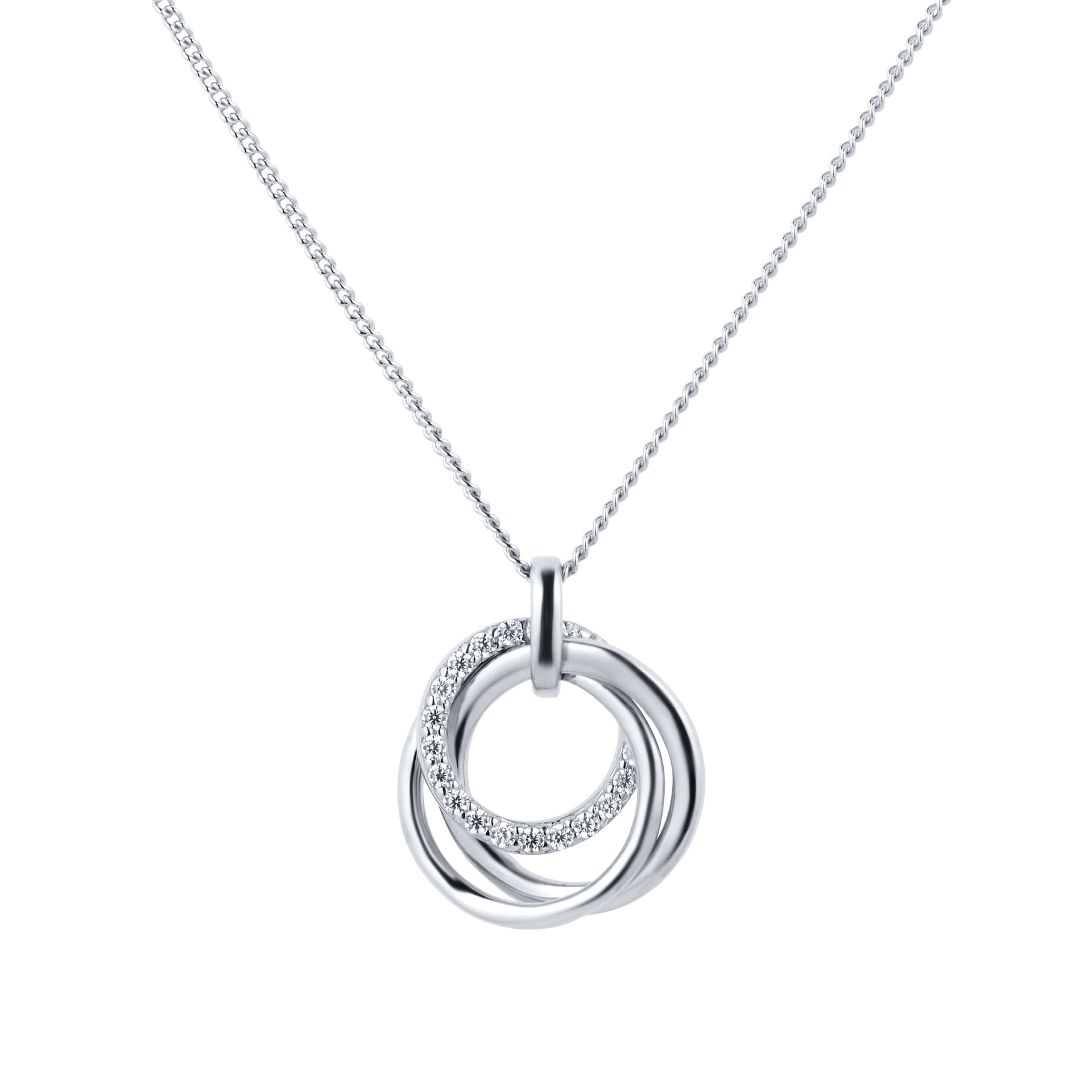 Goldsmiths Silver Layered Circles Cubic Zirconia Pendant