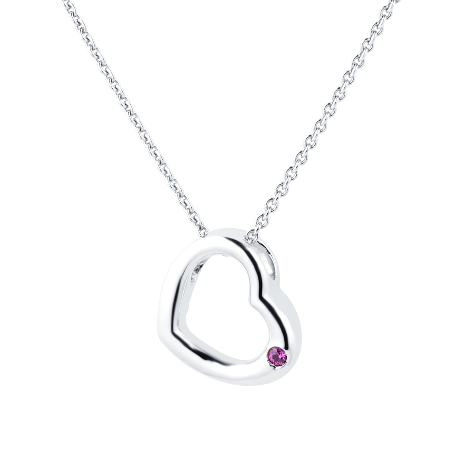 Goldsmiths Silver Pink Sapphire Heart Pendant Goldsmiths Silver Pink Sapphire Heart Pendant