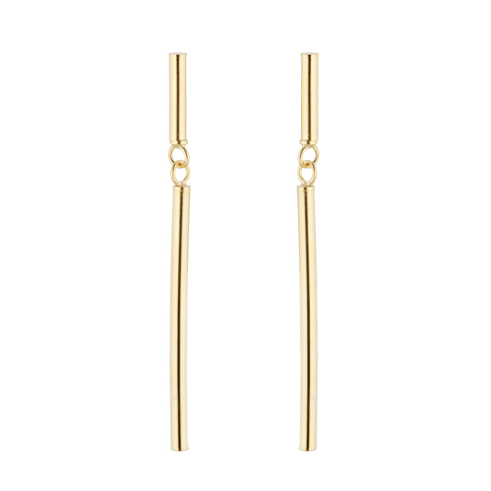 Goldsmiths 9ct Yellow Gold Round Bar Drop Earrings Goldsmiths 9ct Yellow Gold Round Bar Drop Earrings