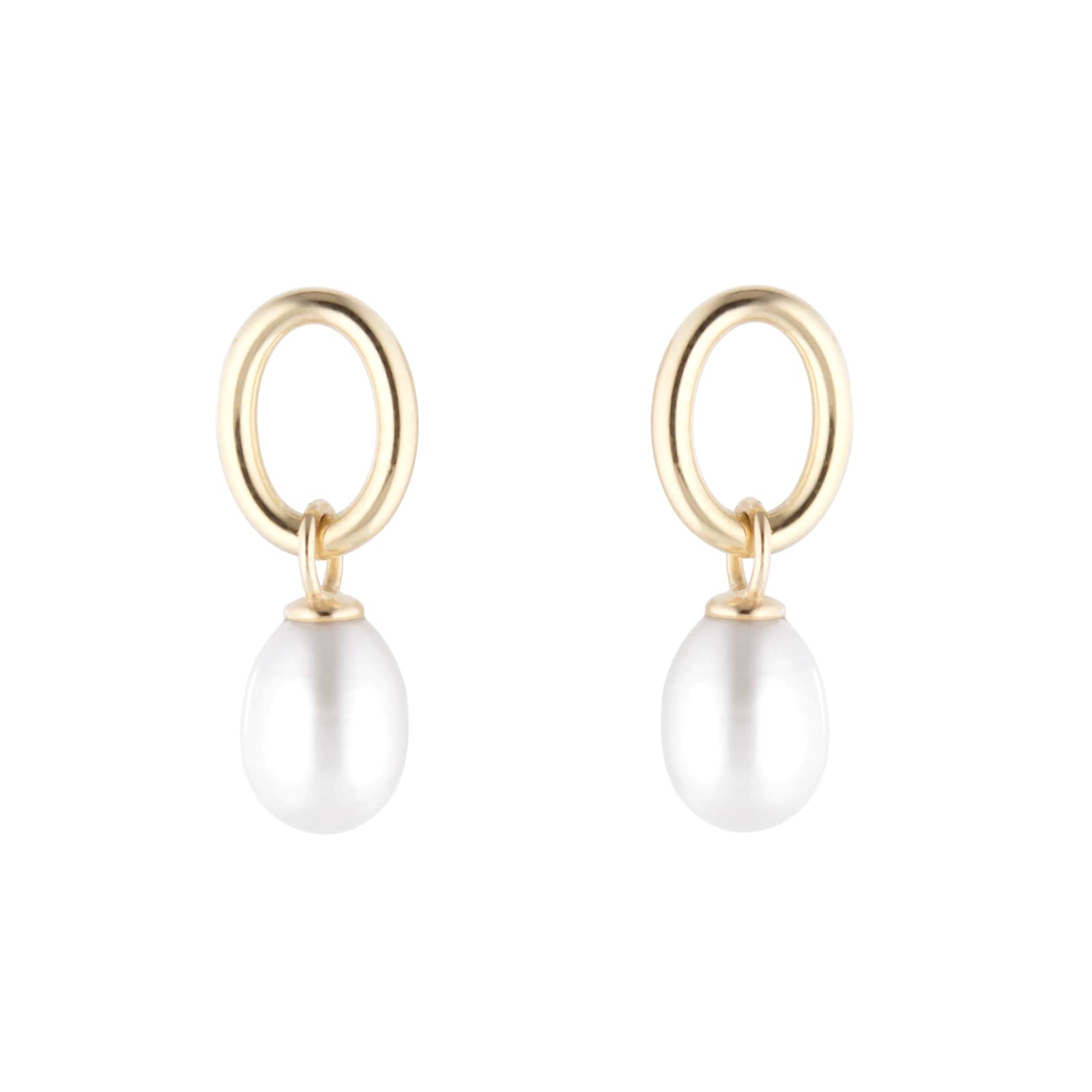Goldsmiths 9ct Yellow Gold Oval Freshwater Pearl Drop Earrings Goldsmiths 9ct Yellow Gold Oval Freshwater Pearl Drop Earrings