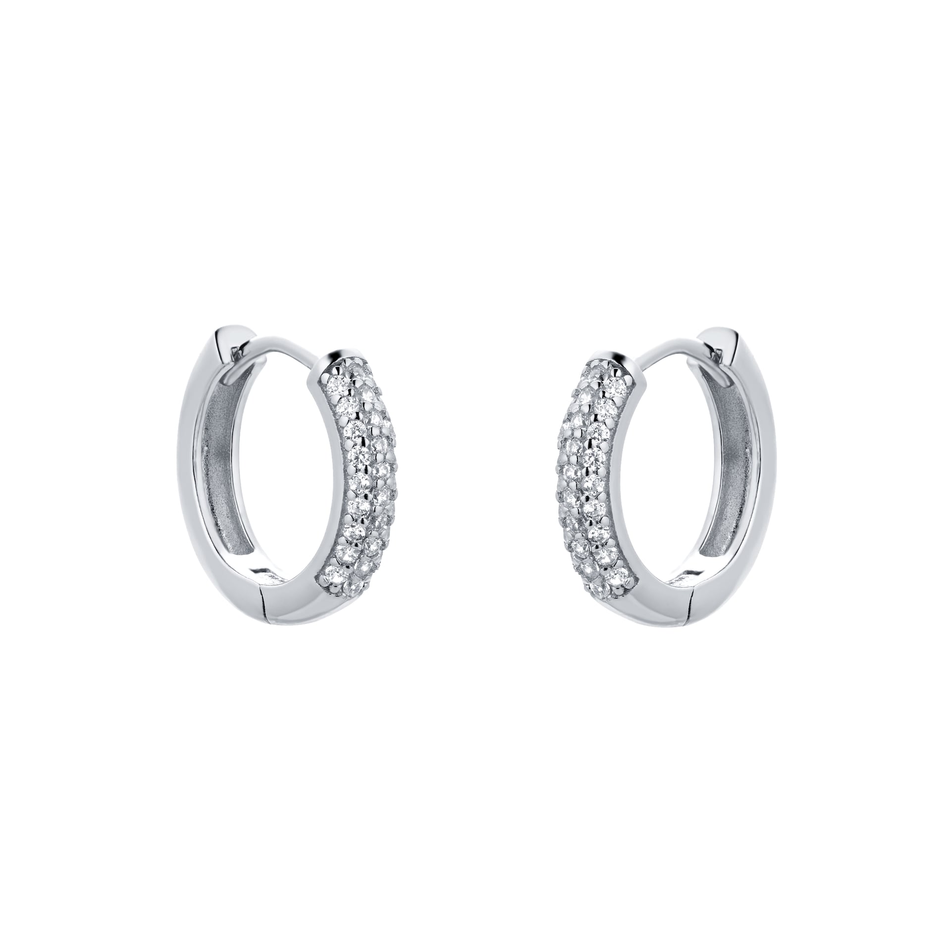 Goldsmiths Silver Pave Cubic Zirconia Huggie Earrings