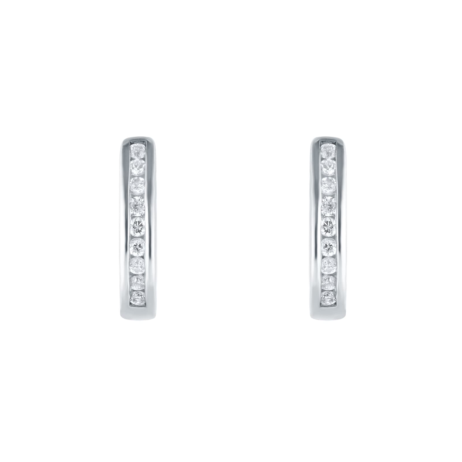 Goldsmiths 9ct White Gold 0.15cttw Diamond Channel Set Hoop Earrings Goldsmiths 9ct White Gold 0.15cttw Diamond Channel Set Hoop Earrings