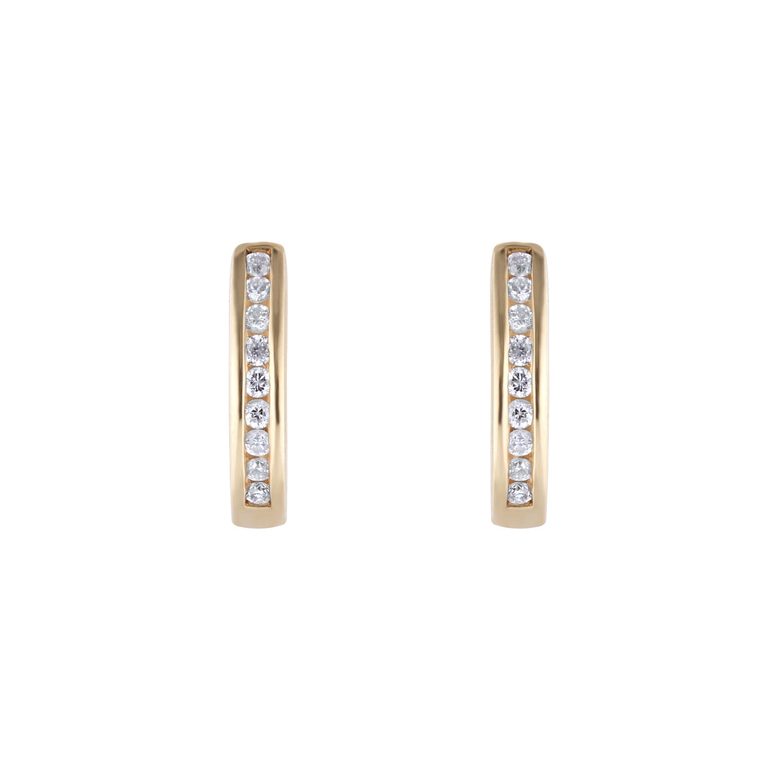 Goldsmiths 9ct Yellow Gold 0.15cttw Diamond Channel Set Hoop Earrings Goldsmiths 9ct Yellow Gold 0.15cttw Diamond Channel Set Hoop Earrings