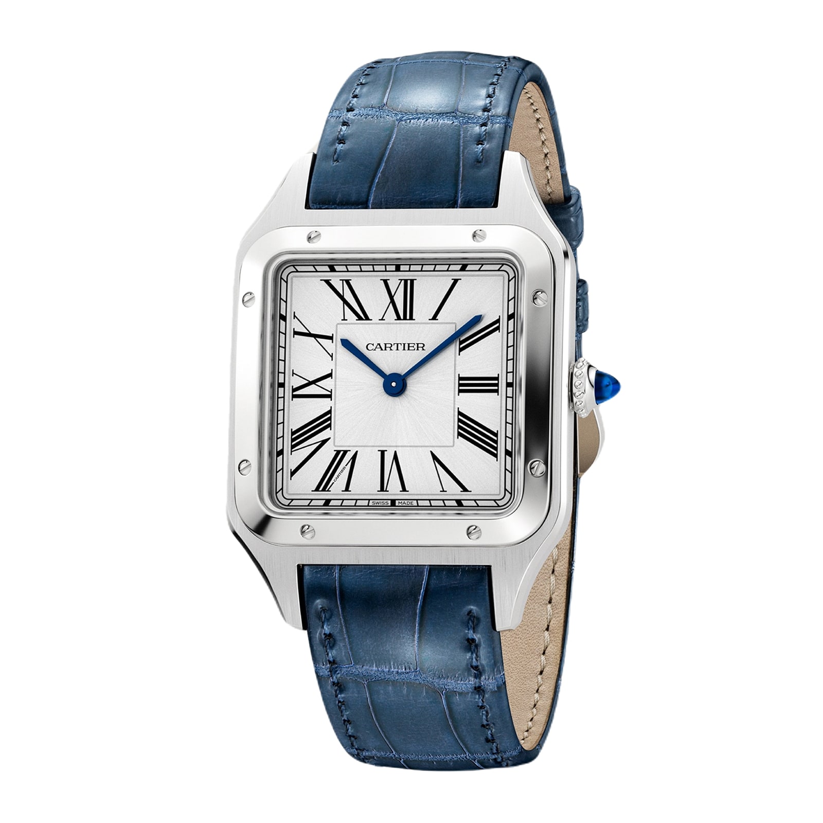 Cartier Santos-Dumont Watch Large Model, Quartz Movement, Steel, Leather