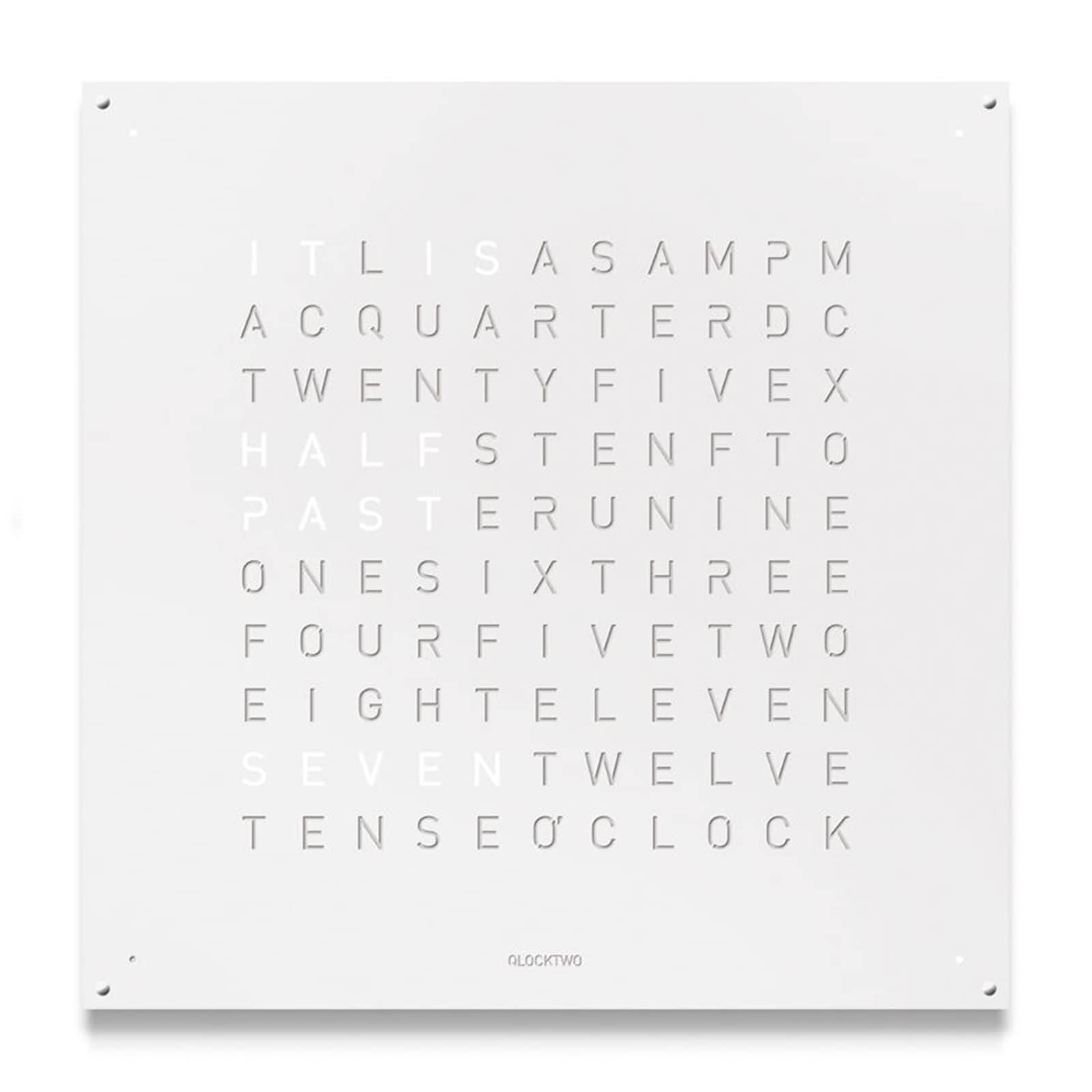 QLOCKTWO EARTH 90 Large Stainless Steel White Pepper Wall Clock