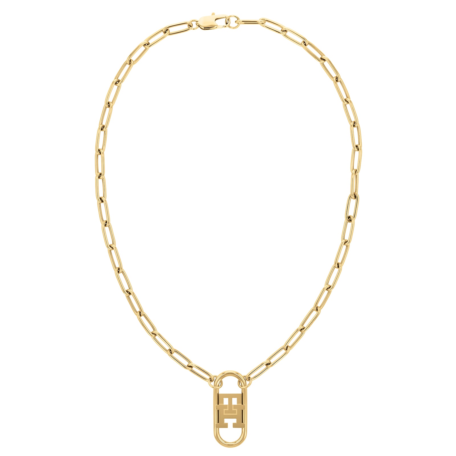 Tommy Hilfiger Yellow Gold Coloured Monogram Long Chain Pendant Tommy Hilfiger Yellow Gold Coloured Monogram Long Chain Pendant