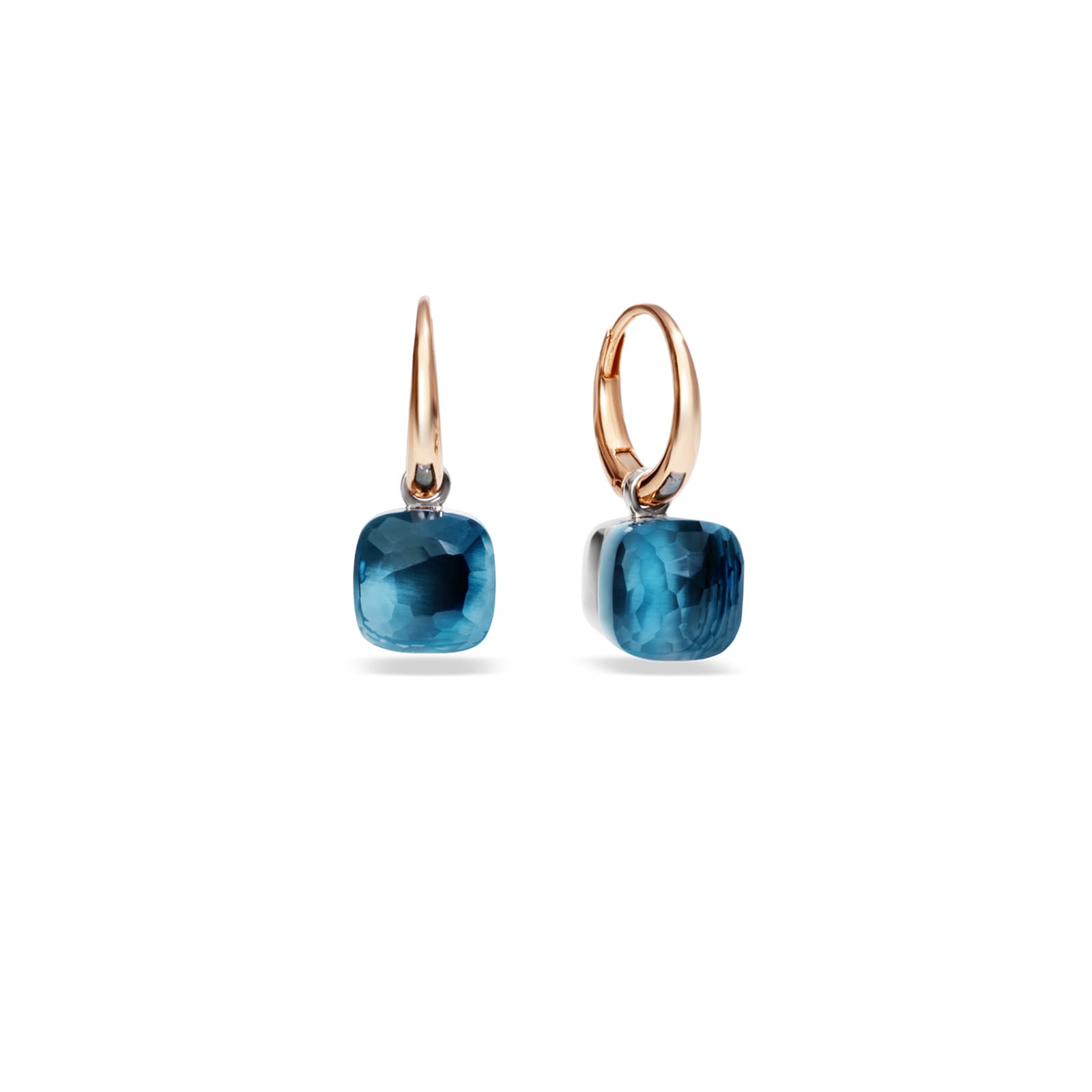 Pomellato Nudo Petit 18ct Rose & White Gold London Blue Topaz Earrings Pomellato Nudo Petit 18ct Rose & White Gold London Blue Topaz Earrings
