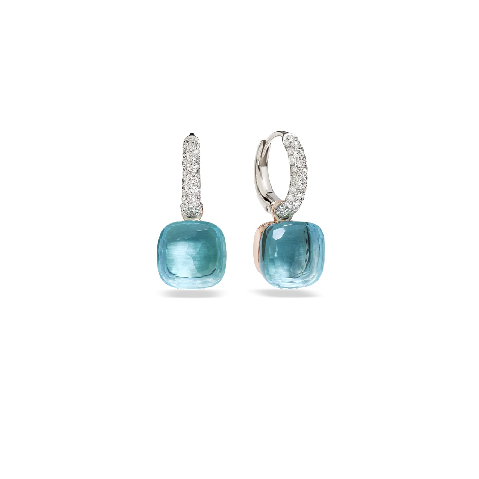 Pomellato Nudo 18ct Rose & White Gold Blue Topaz & 0.55ct Diamond Earrings Pomellato Nudo 18ct Rose & White Gold Blue Topaz & 0.55ct Diamond Earrings